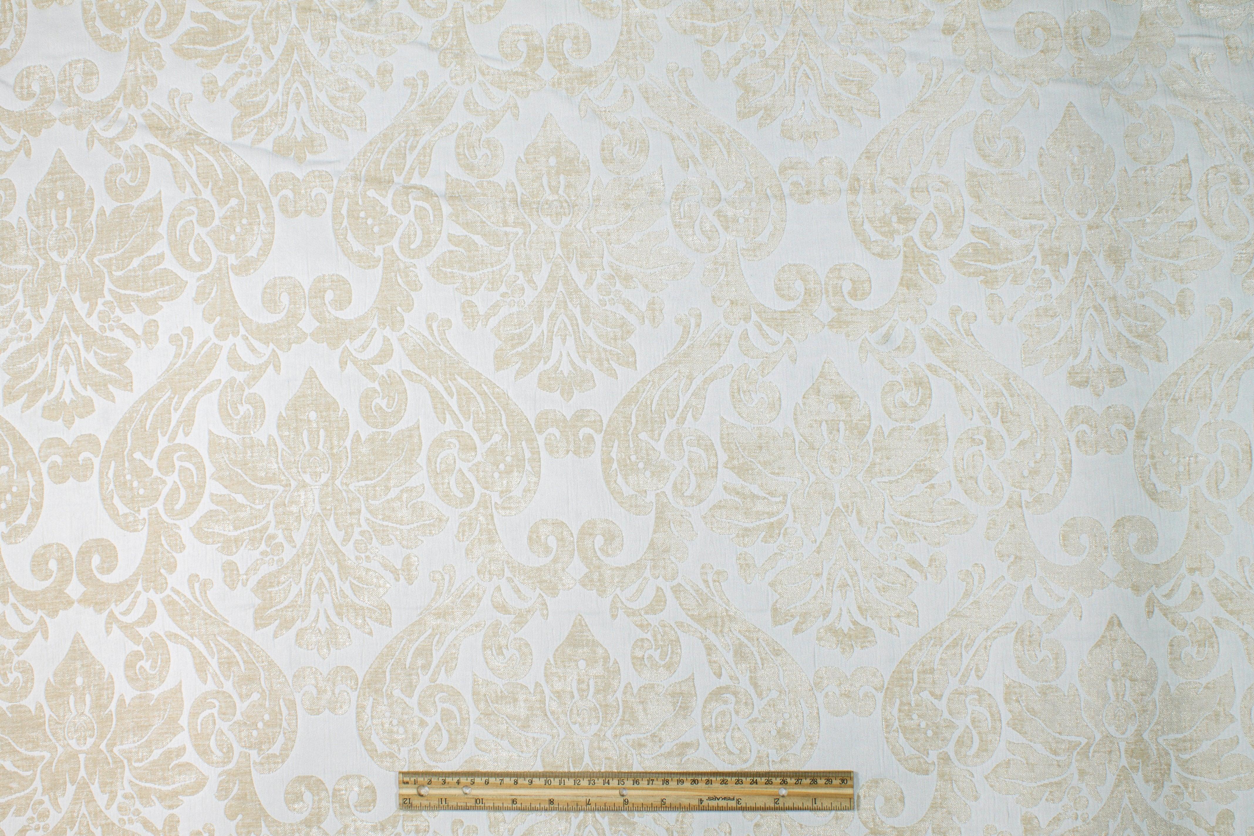 Double Faced Damask Cut Velvet - Ivory - Prime Fabrics