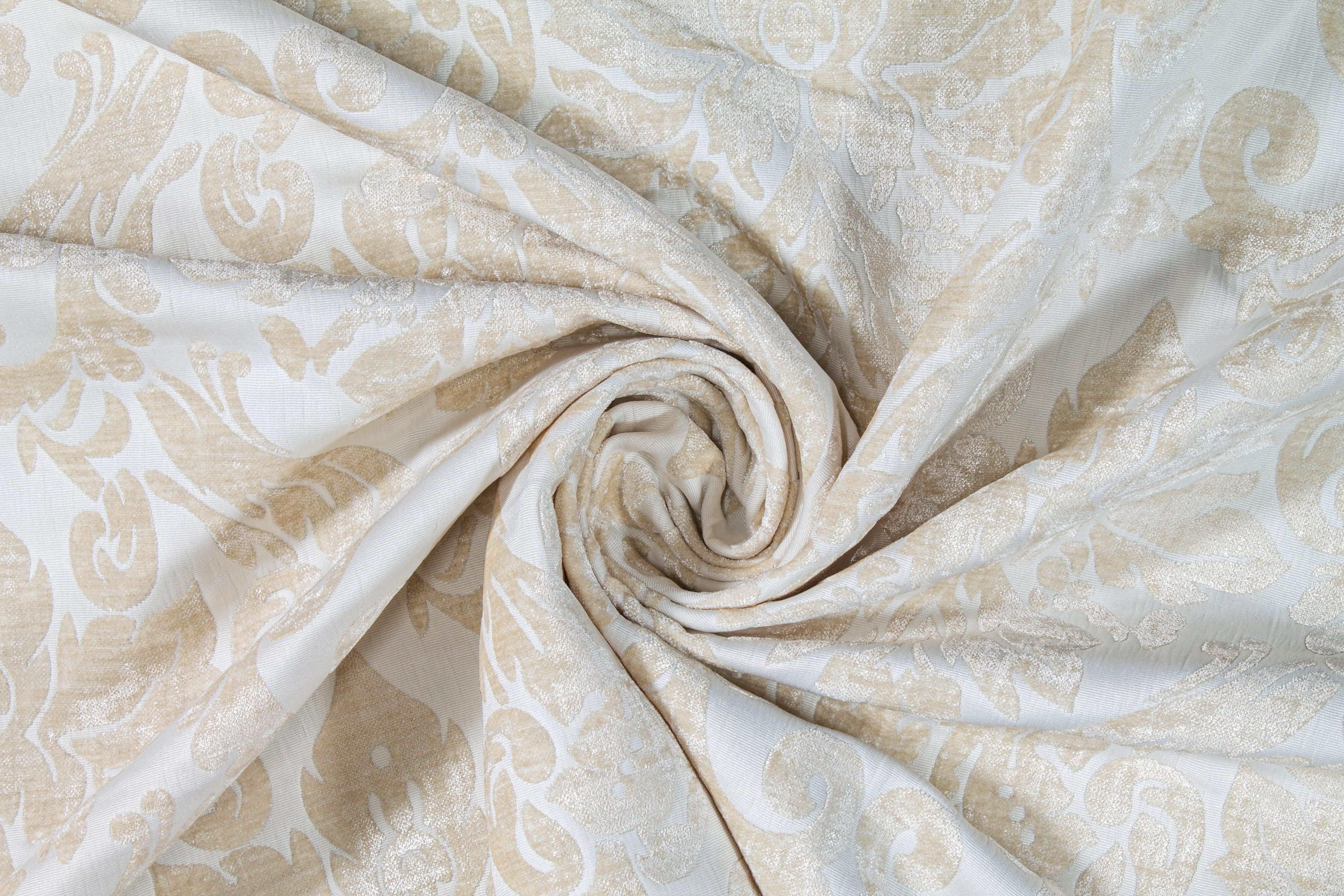 Double Faced Damask Cut Velvet - Ivory - Prime Fabrics