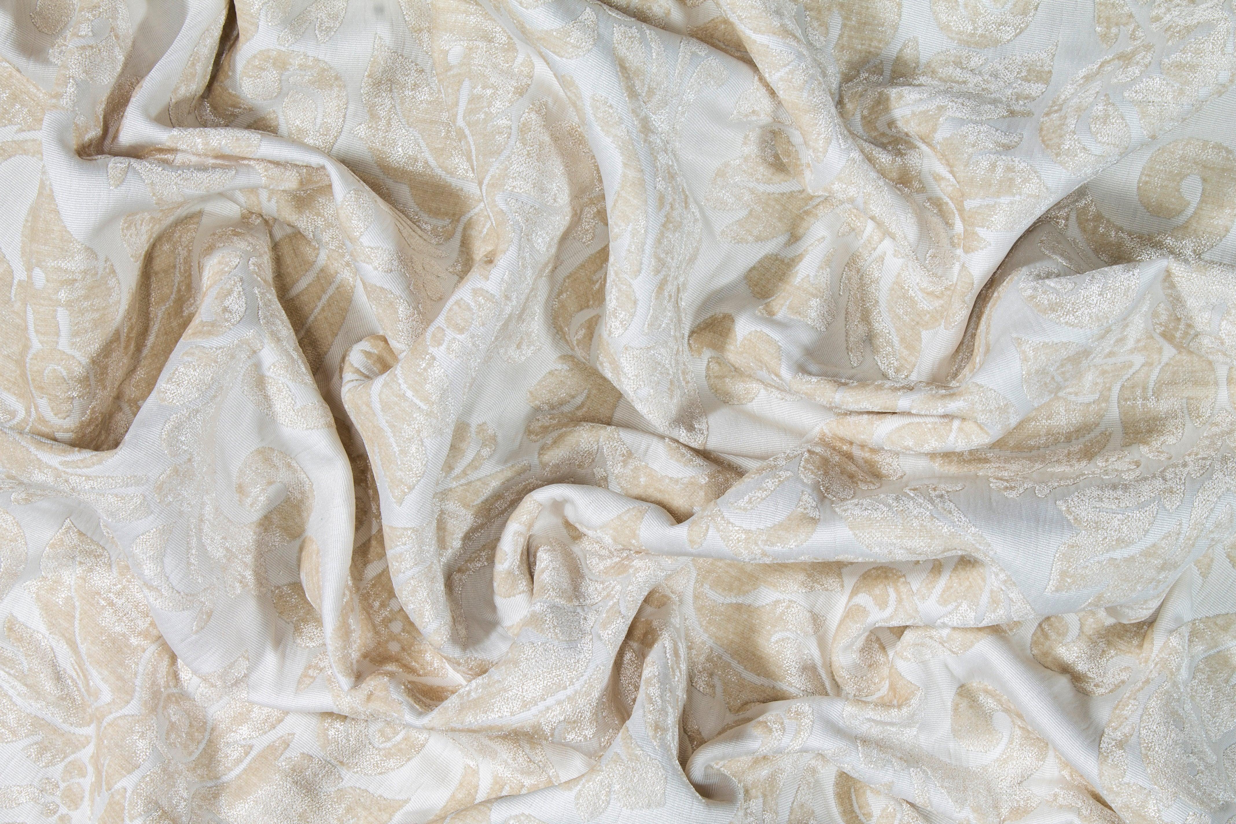 Double Faced Damask Cut Velvet - Ivory - Prime Fabrics