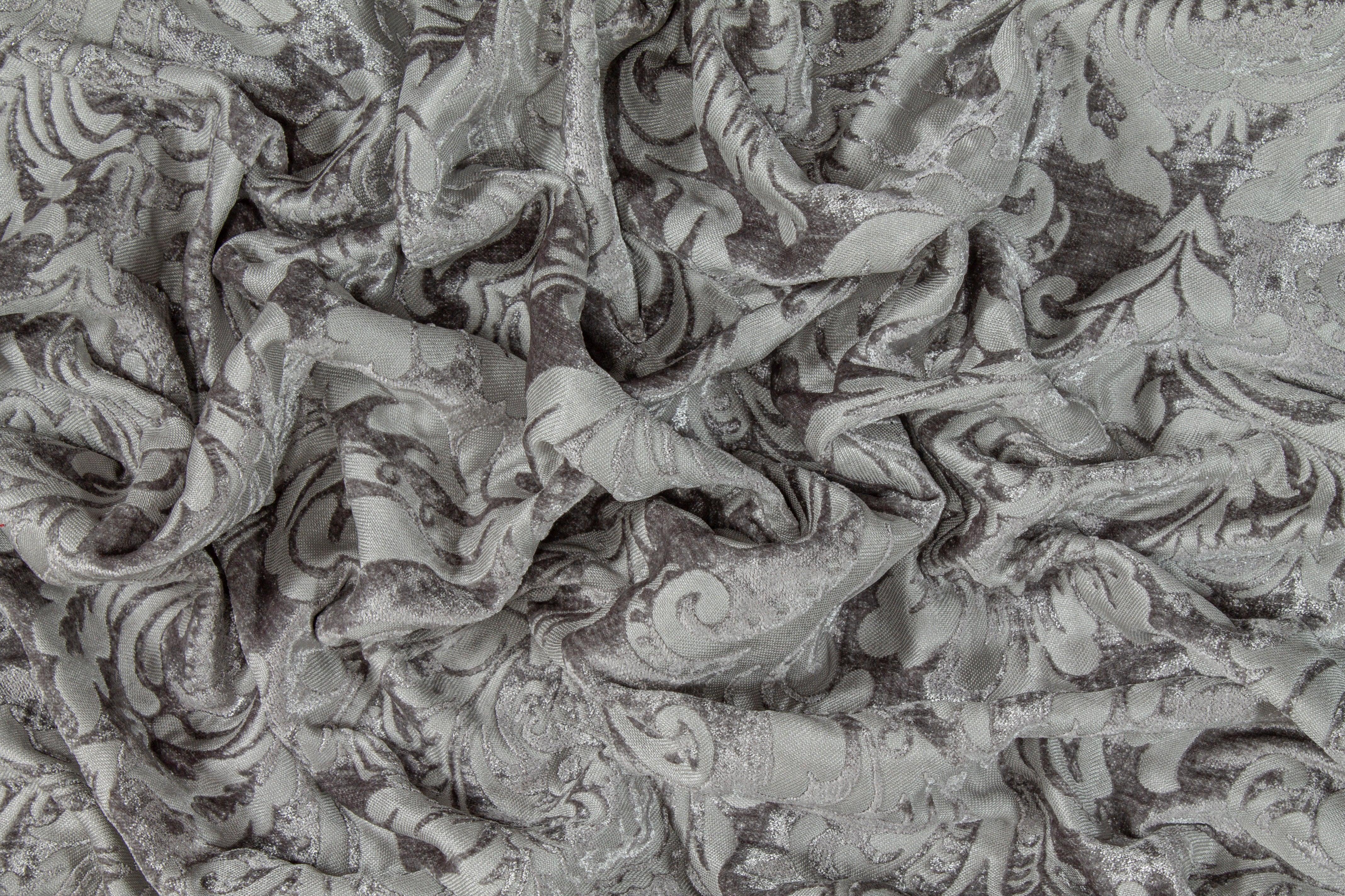 Double Faced Damask Cut Velvet - Gray - Prime Fabrics