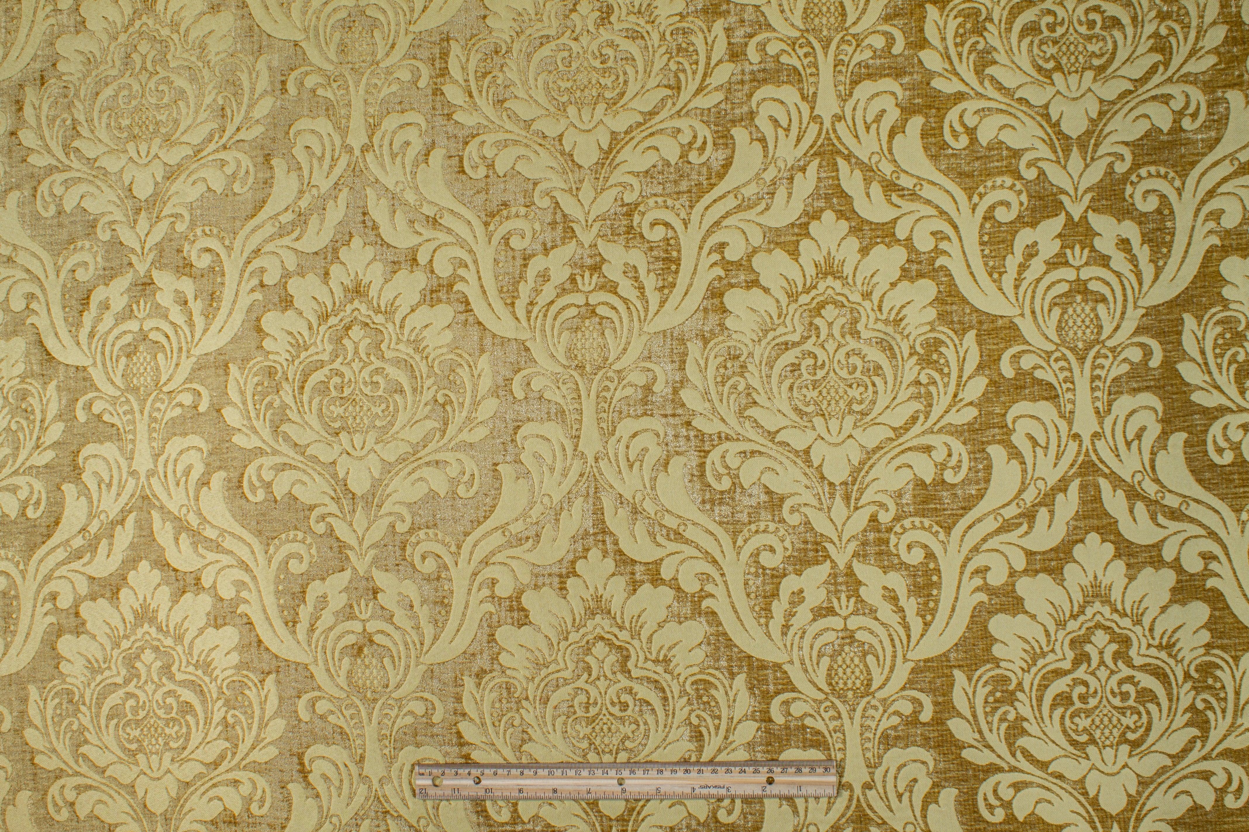 Double Faced Damask Cut Velvet - Light Gold - Prime Fabrics