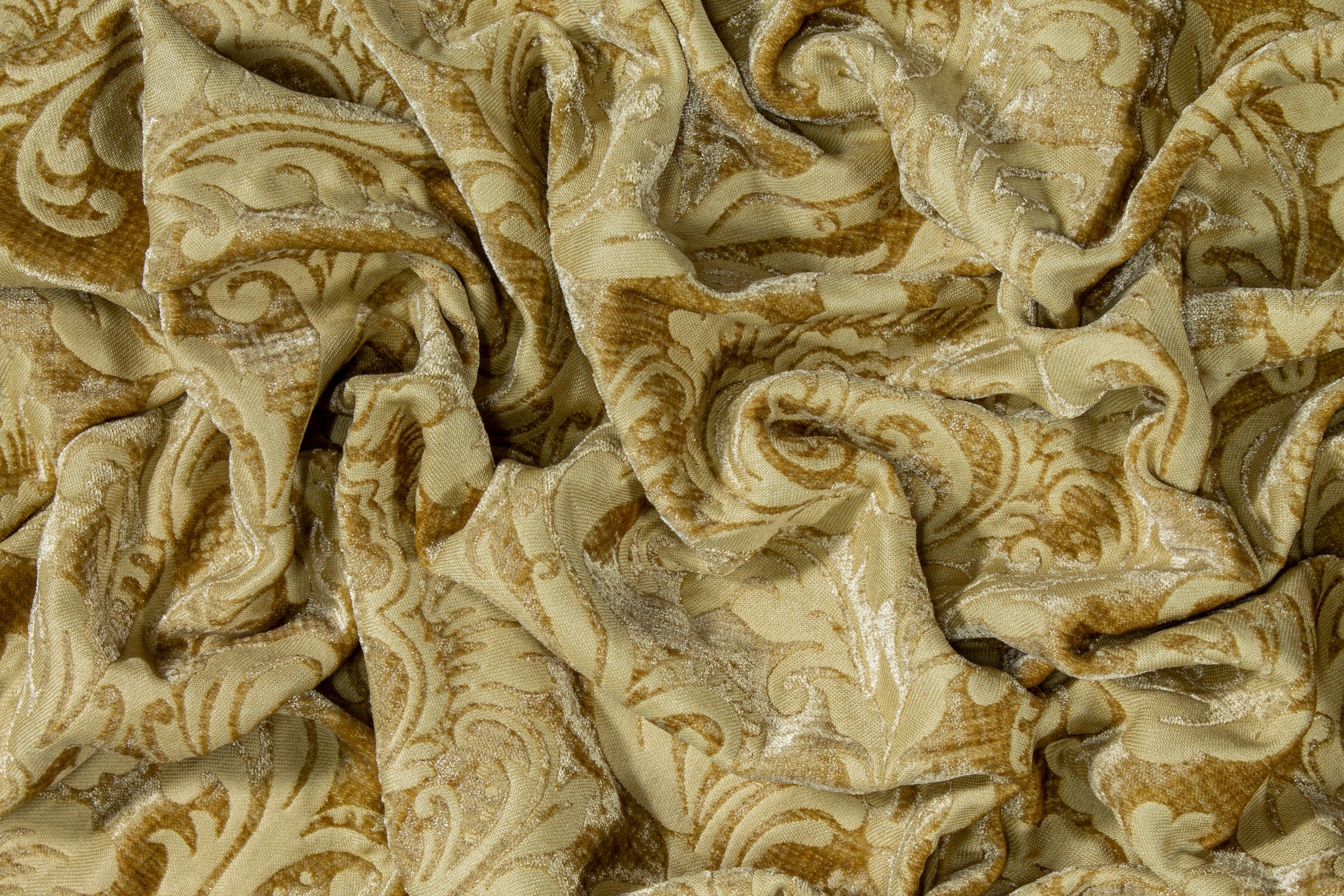 Double Faced Damask Cut Velvet - Light Gold - Prime Fabrics
