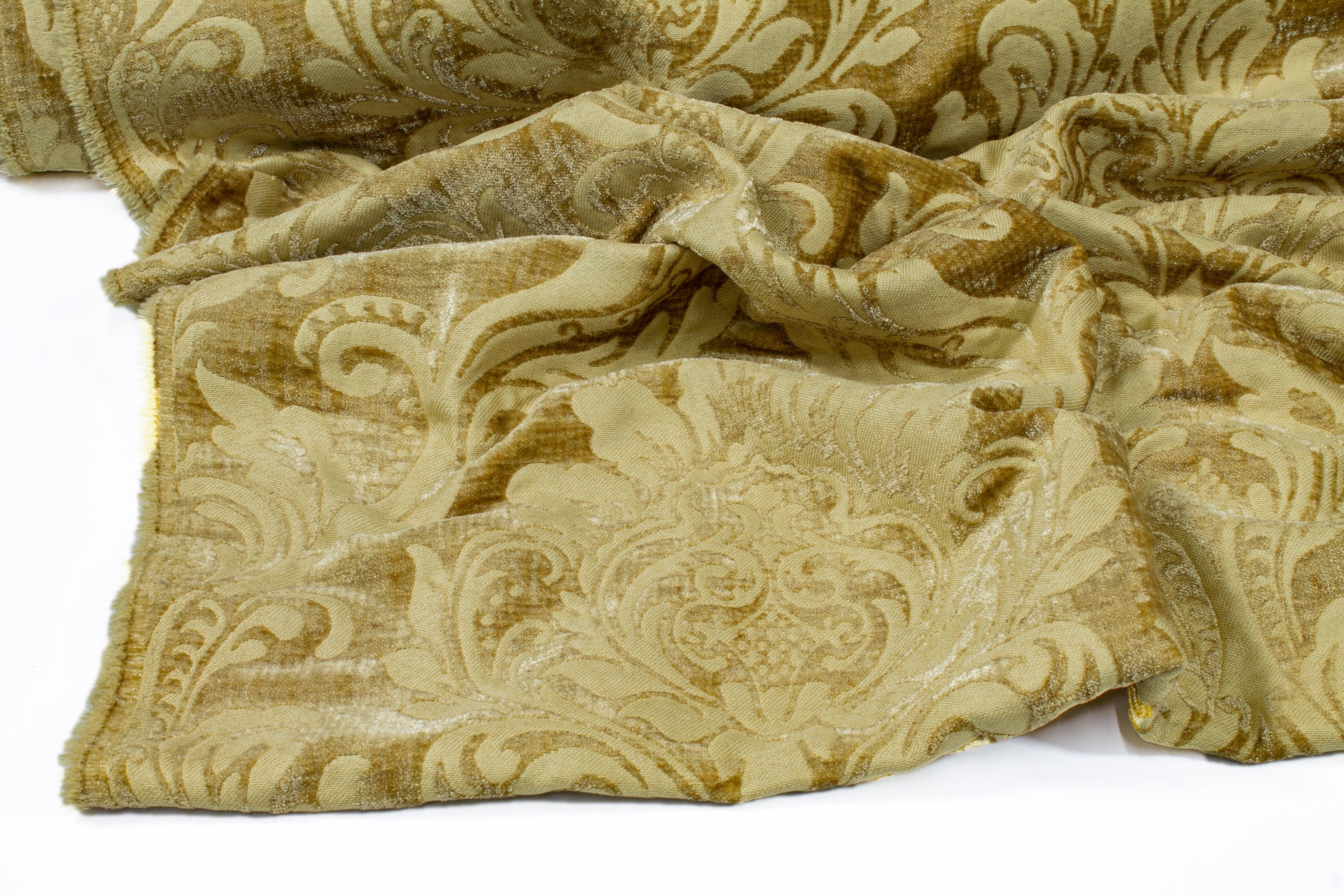 Double Faced Damask Cut Velvet - Light Gold - Prime Fabrics