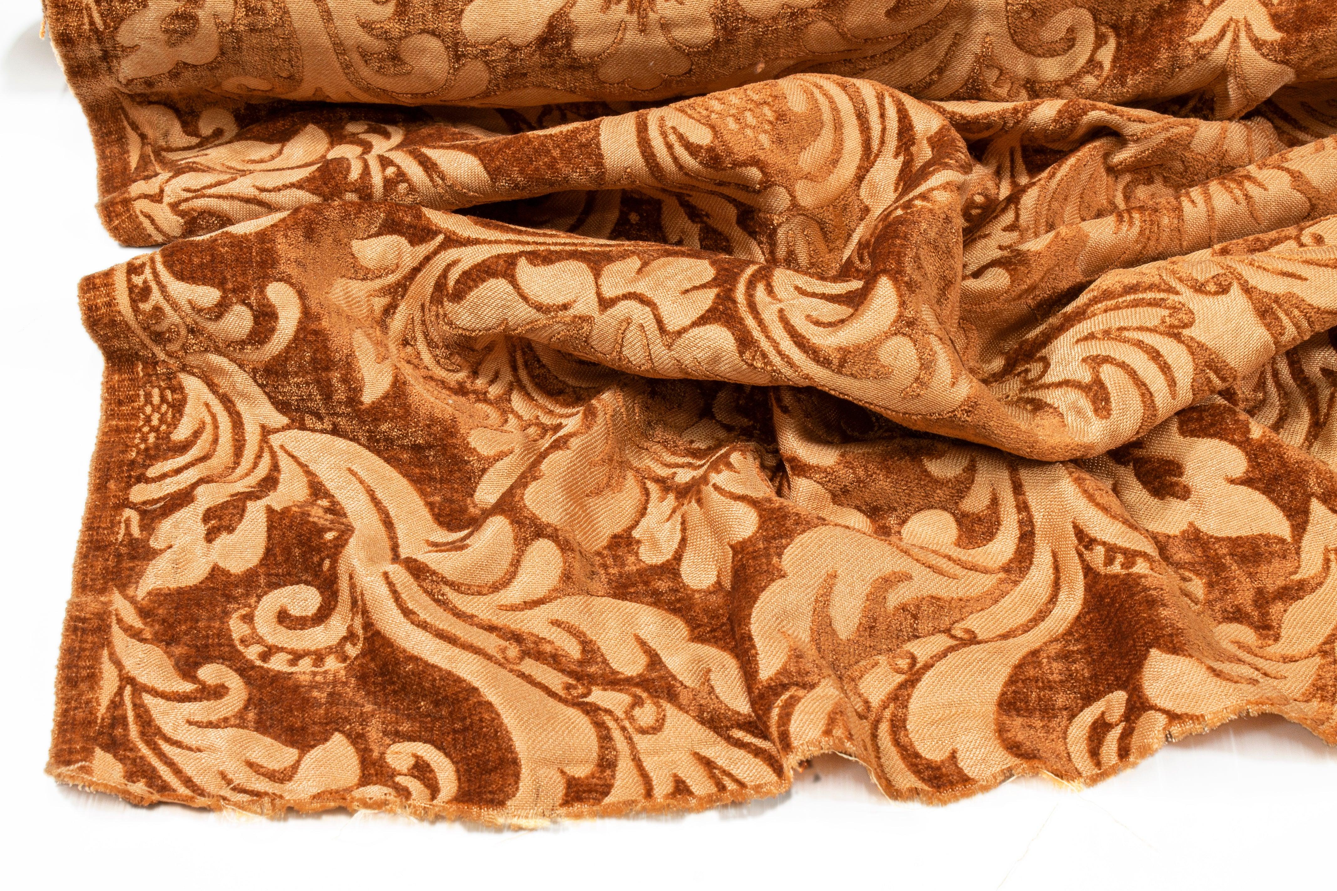 Double Faced Damask Cut Velvet - Pumpkin - Prime Fabrics