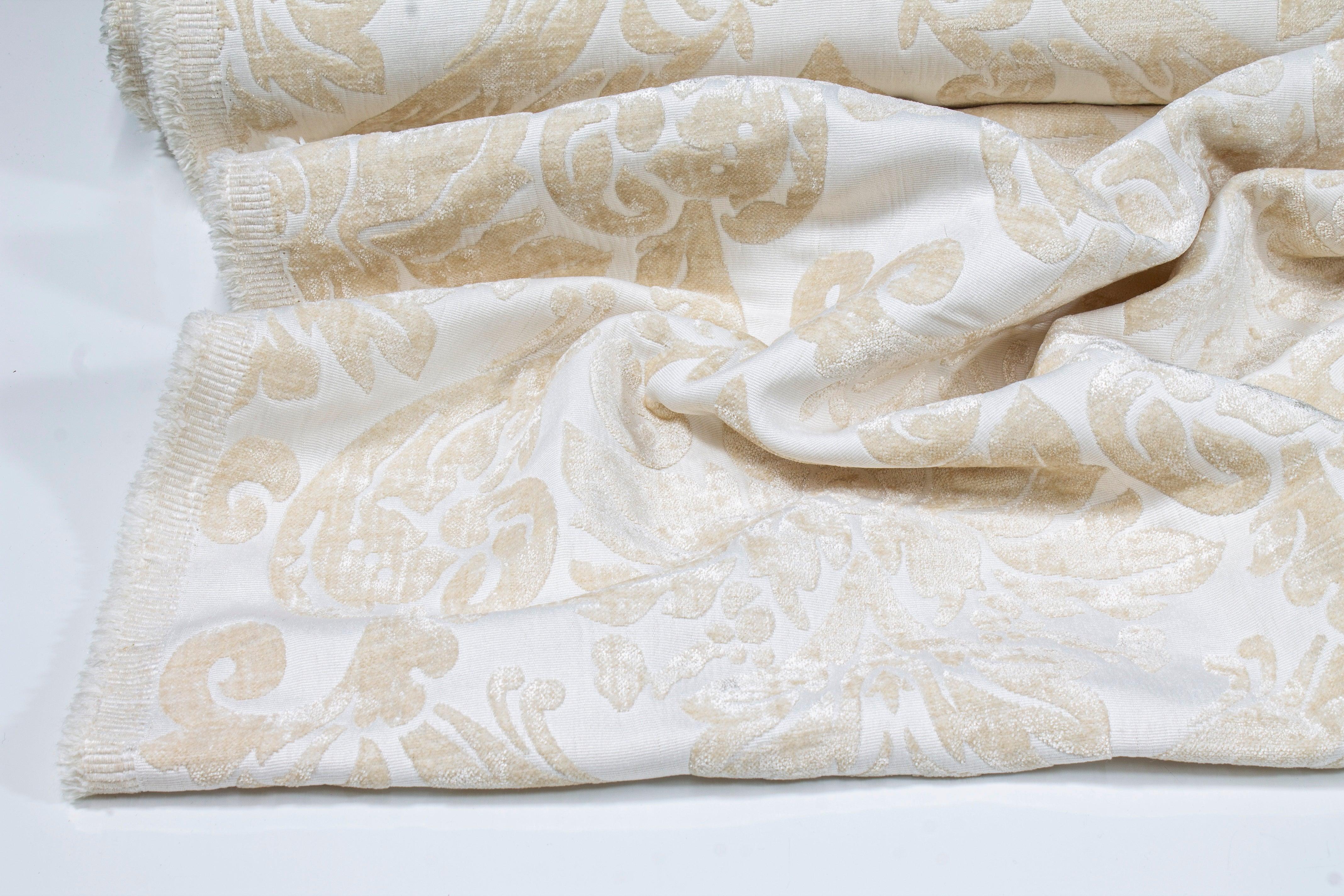 Double Faced Damask Cut Velvet - Ivory - Prime Fabrics