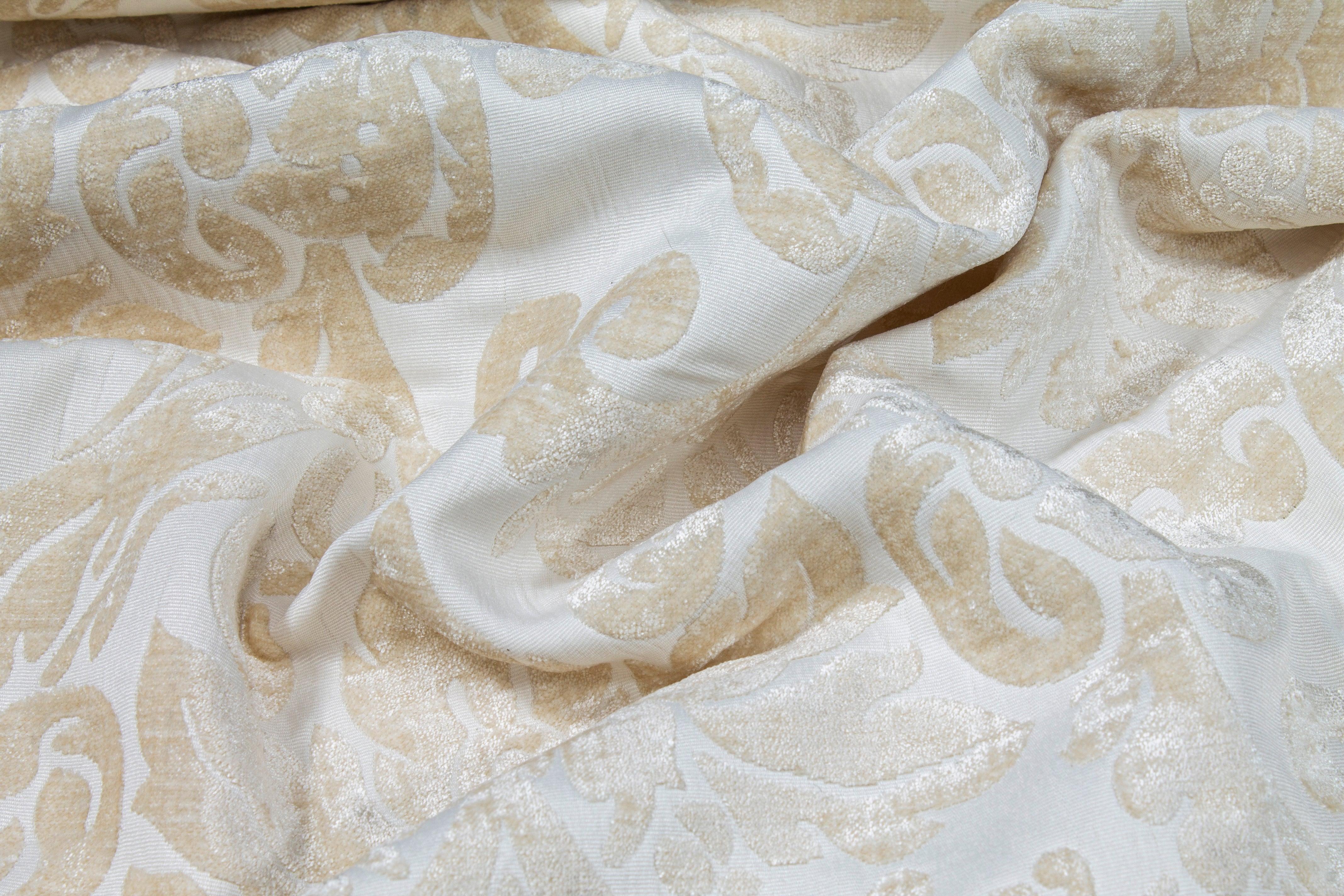 Double Faced Damask Cut Velvet - Ivory - Prime Fabrics