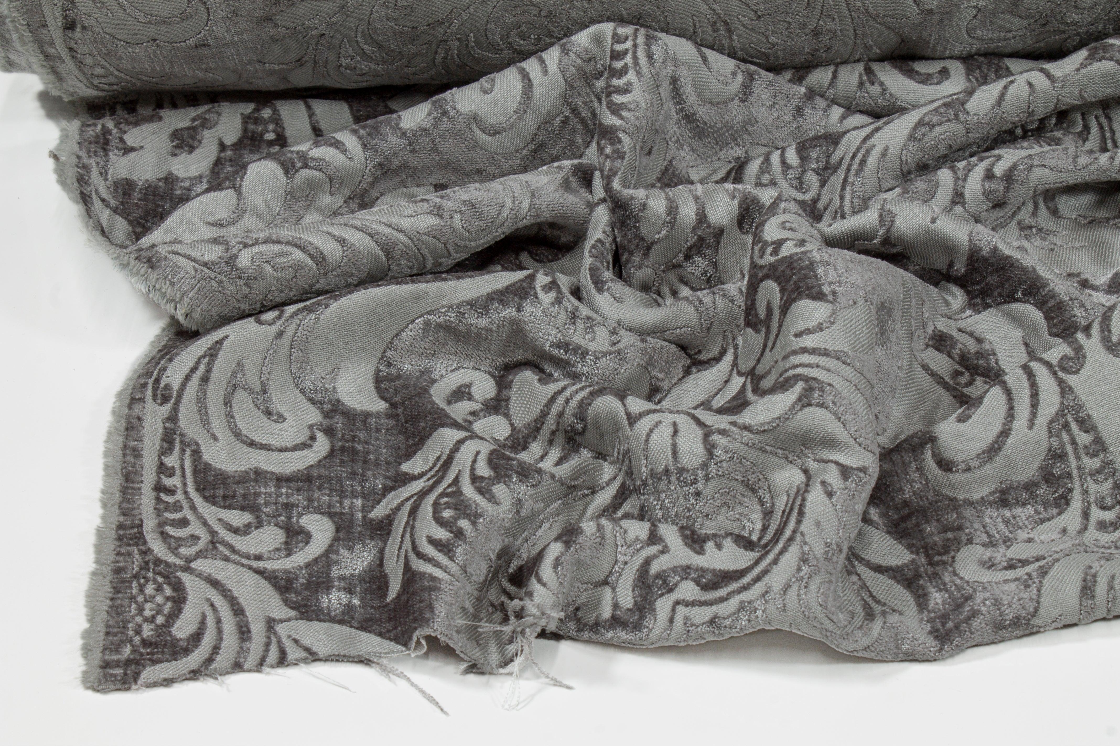 Double Faced Damask Cut Velvet - Gray - Prime Fabrics