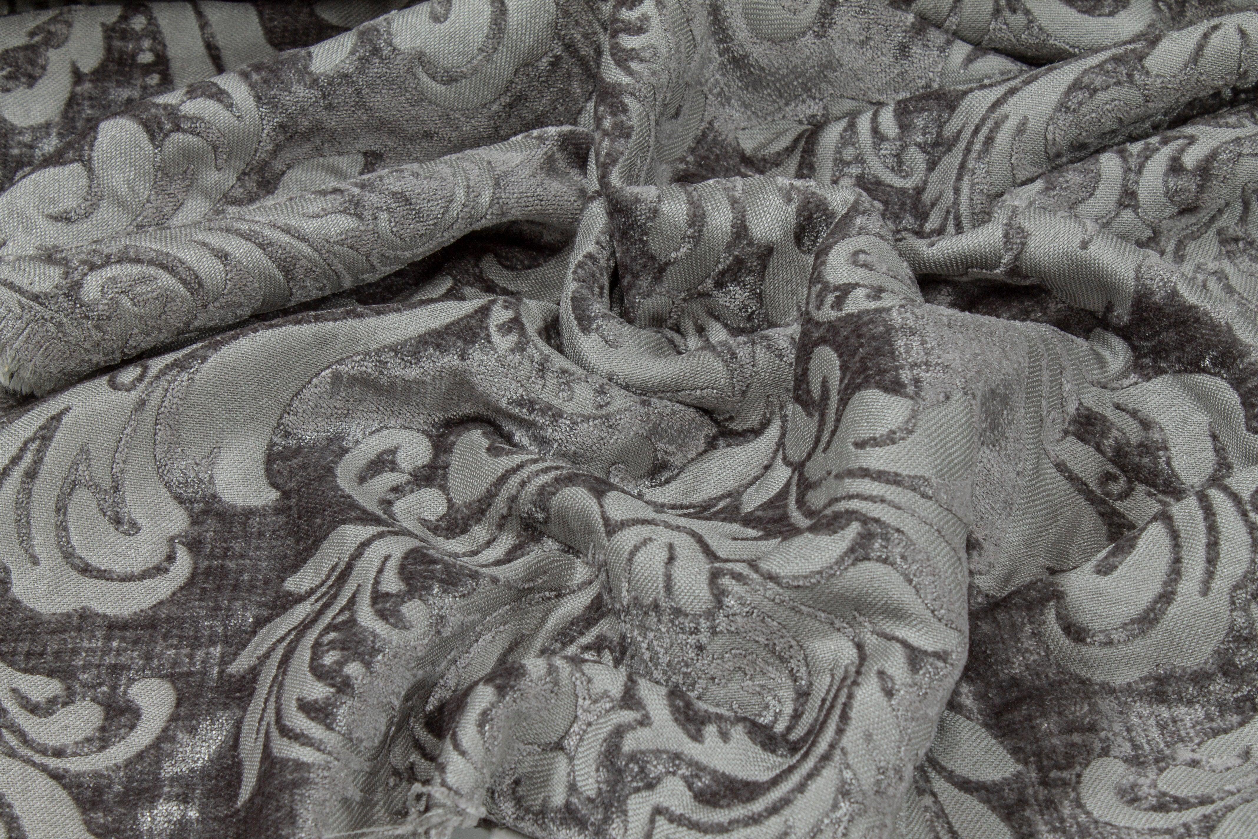 Double Faced Damask Cut Velvet - Gray - Prime Fabrics