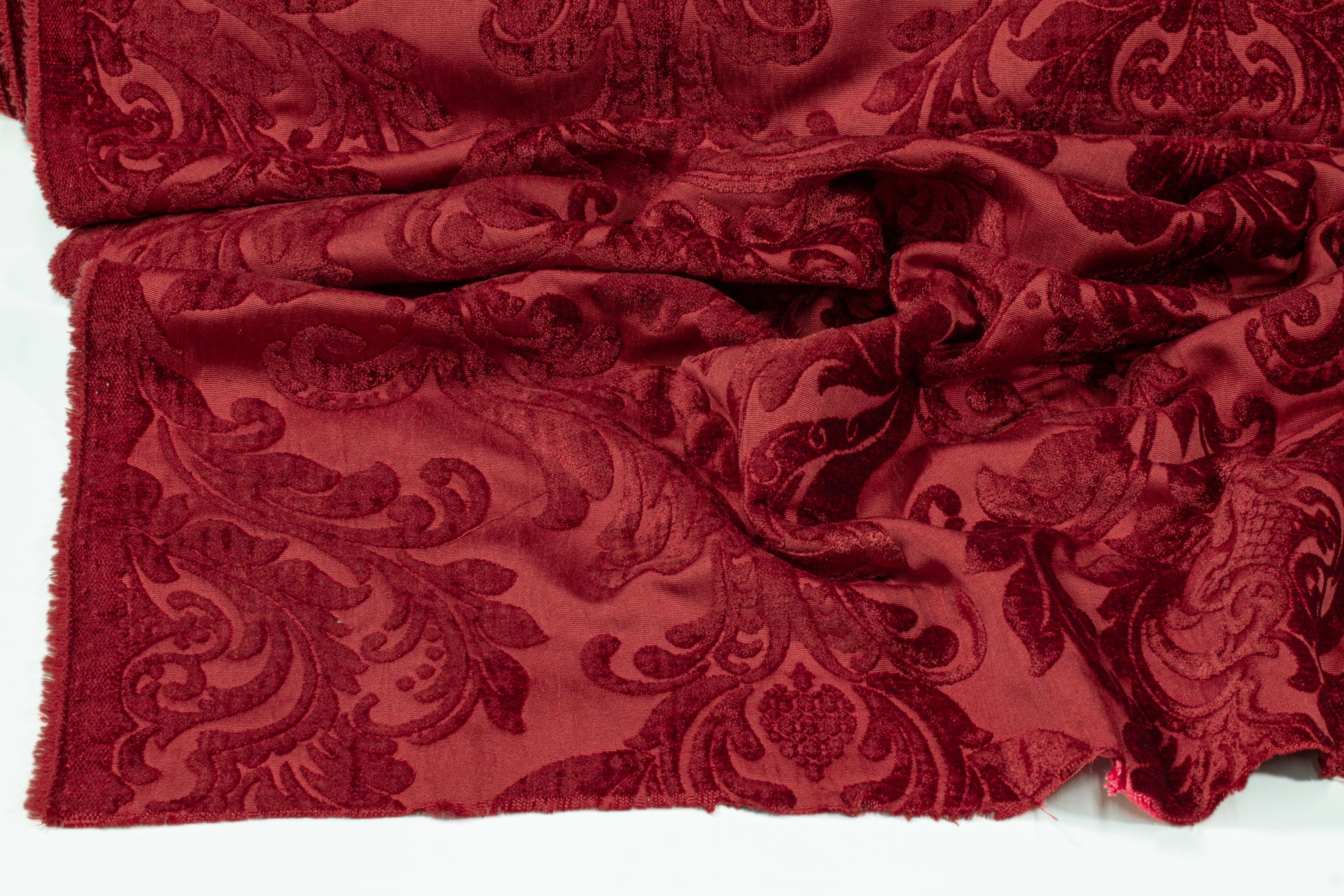 Double Faced Damask Cut Velvet - Red - Prime Fabrics