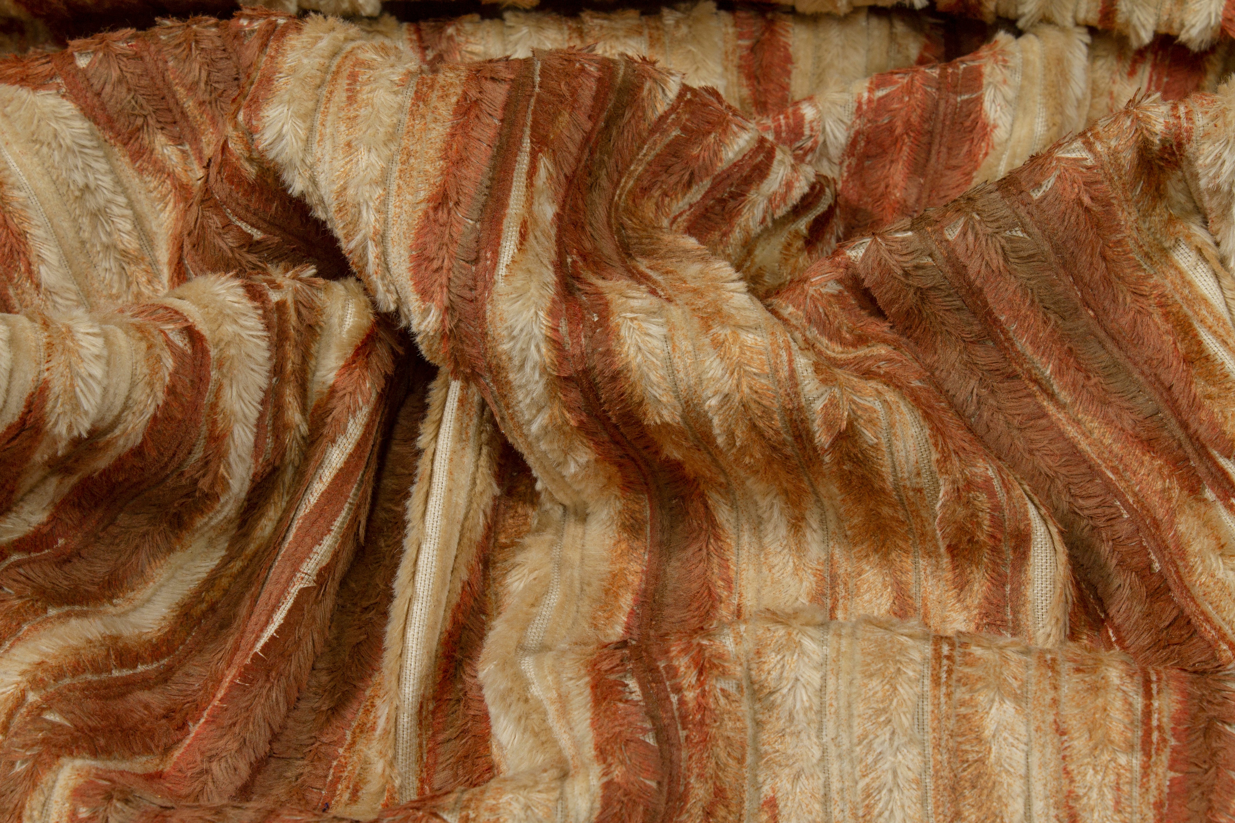 Fringe Striped Rayon with Abstract Print - Brown / Beige