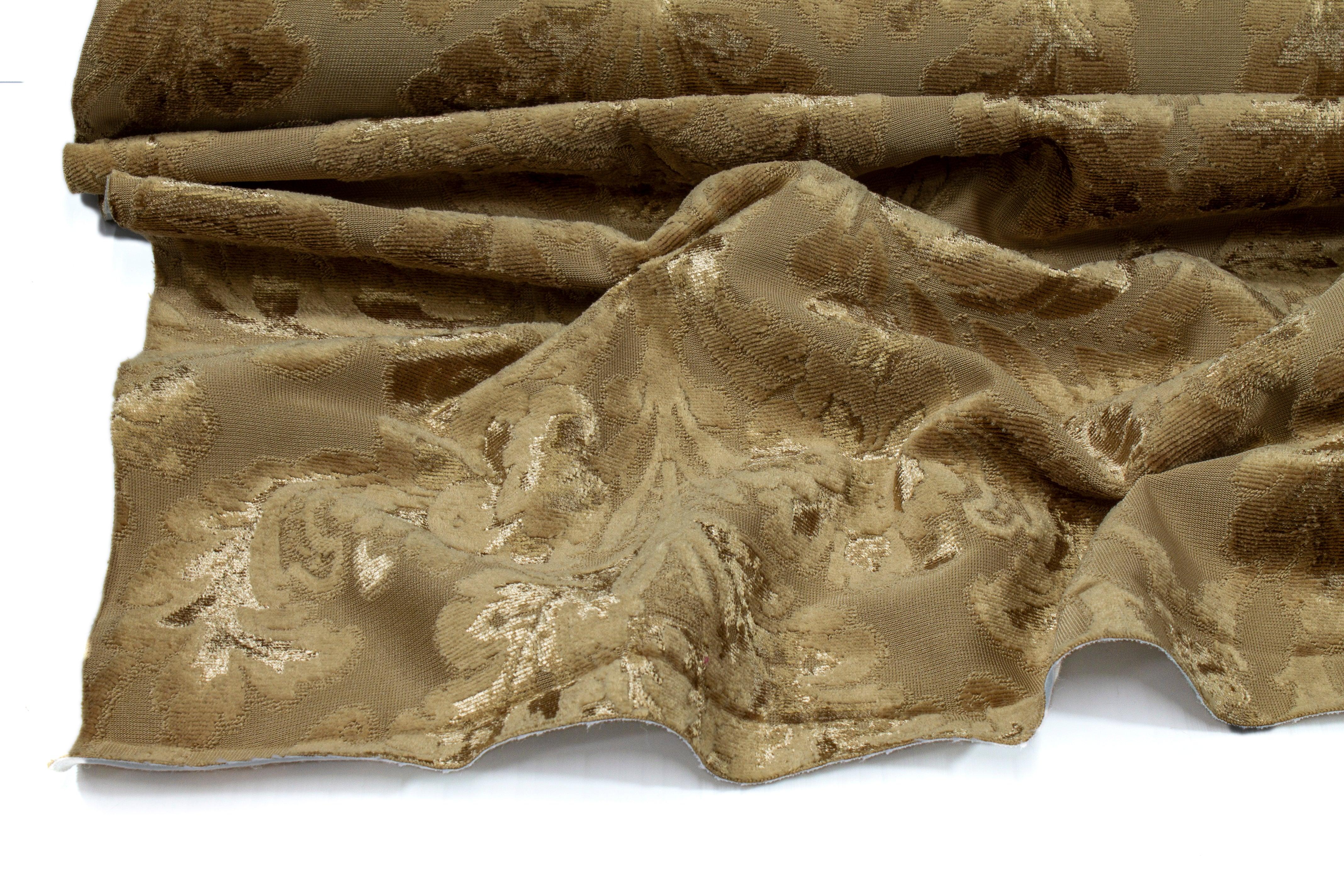 Damask Cut Velvet Upholstery - Gold - Prime Fabrics