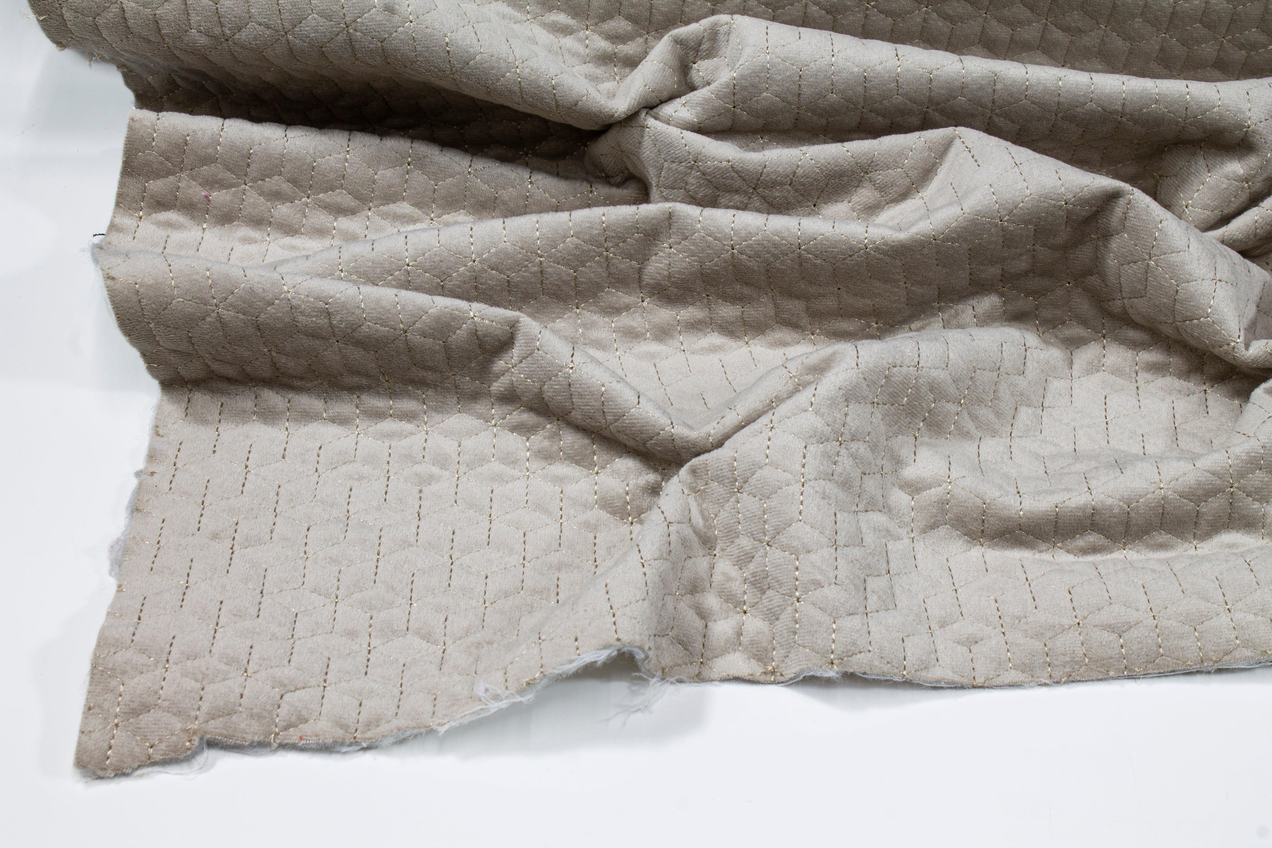 Geometric Velvet Upholstery - Taupe - Prime Fabrics