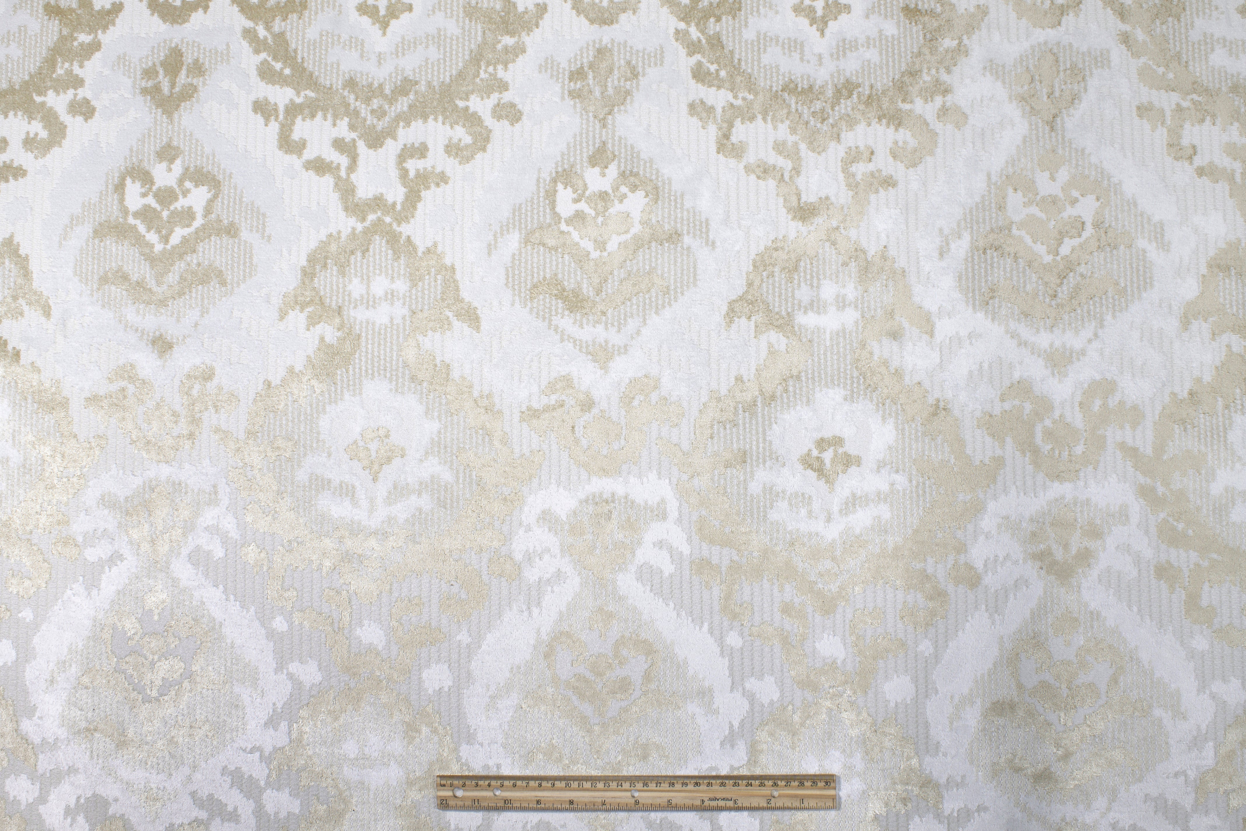 Damask Upholstery Velvet - Champagne / Off White