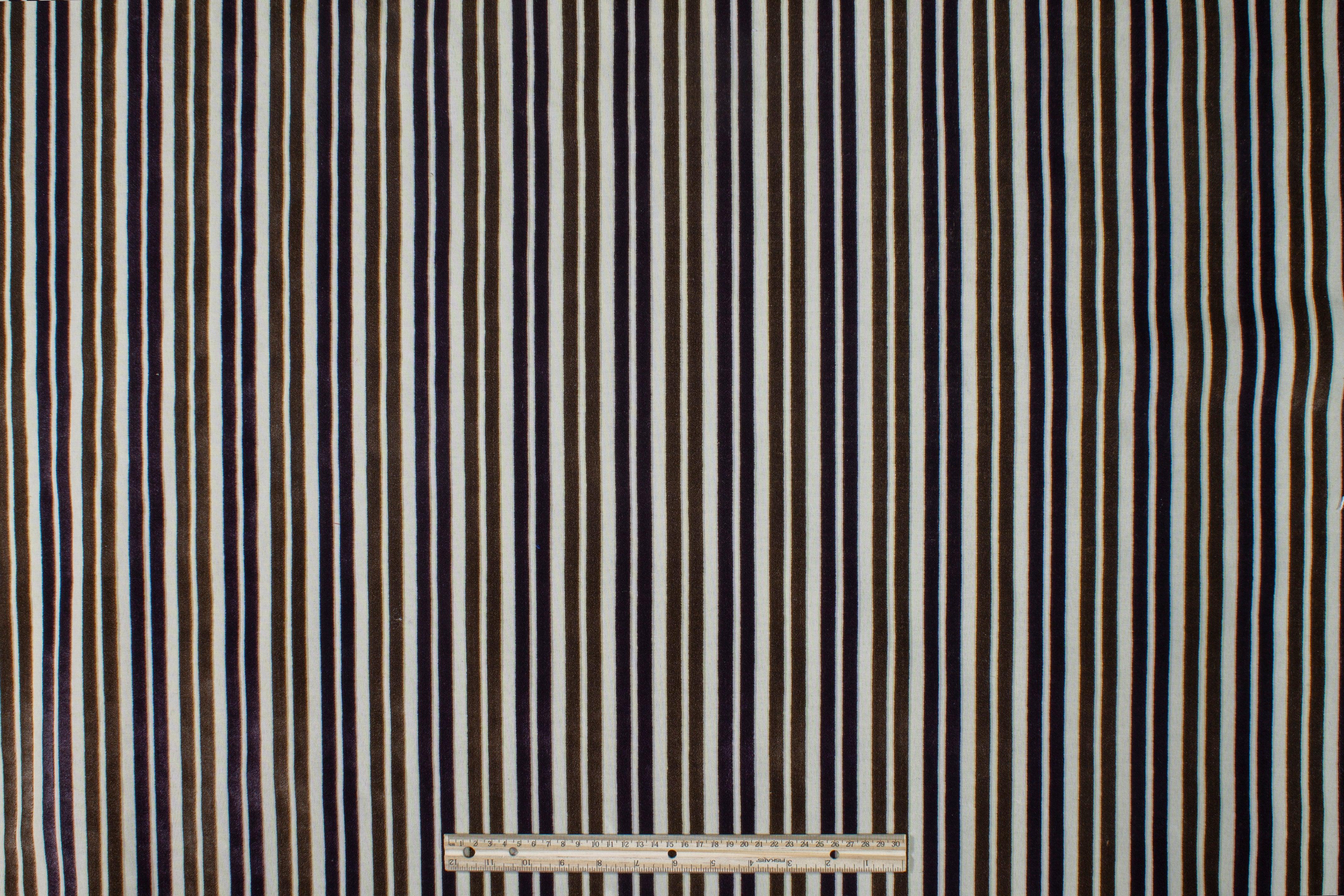 Striped Cut Velvet Upholstery - Purple and Brown - Prime Fabrics