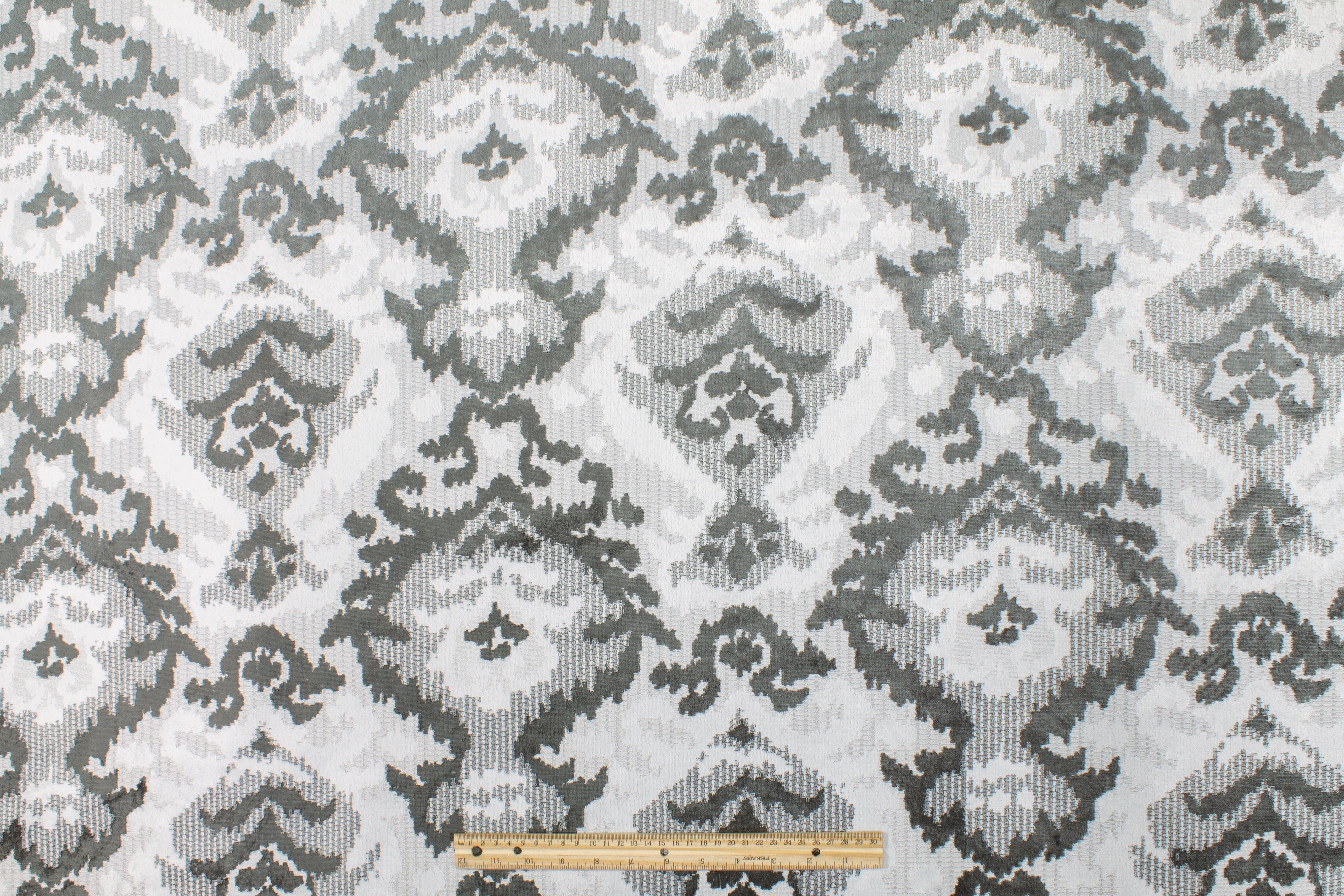 Damask Upholstery Velvet - Gray
