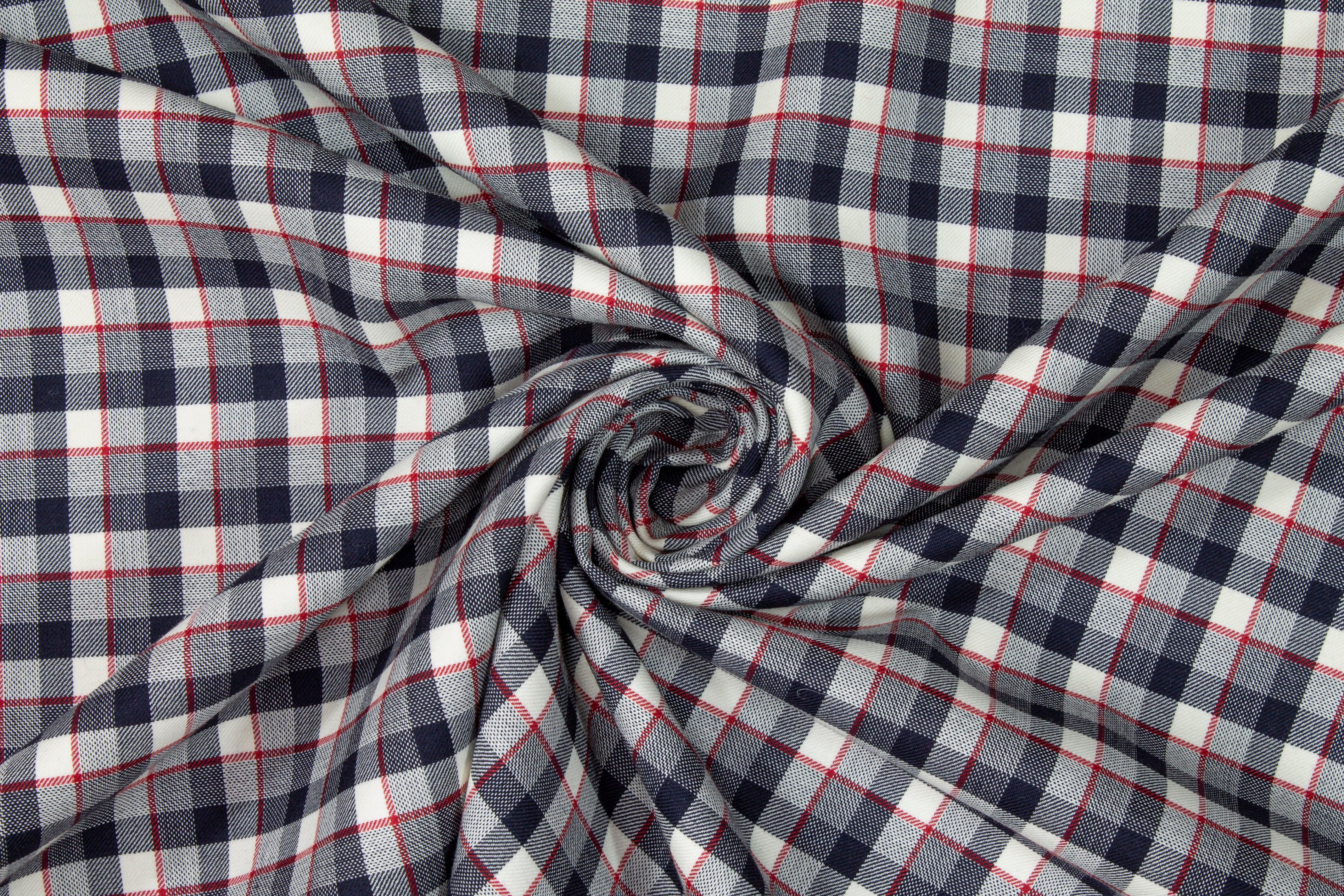 Double Faced Cashmere Wool Suiting - Red, Navy, White - Prime Fabrics