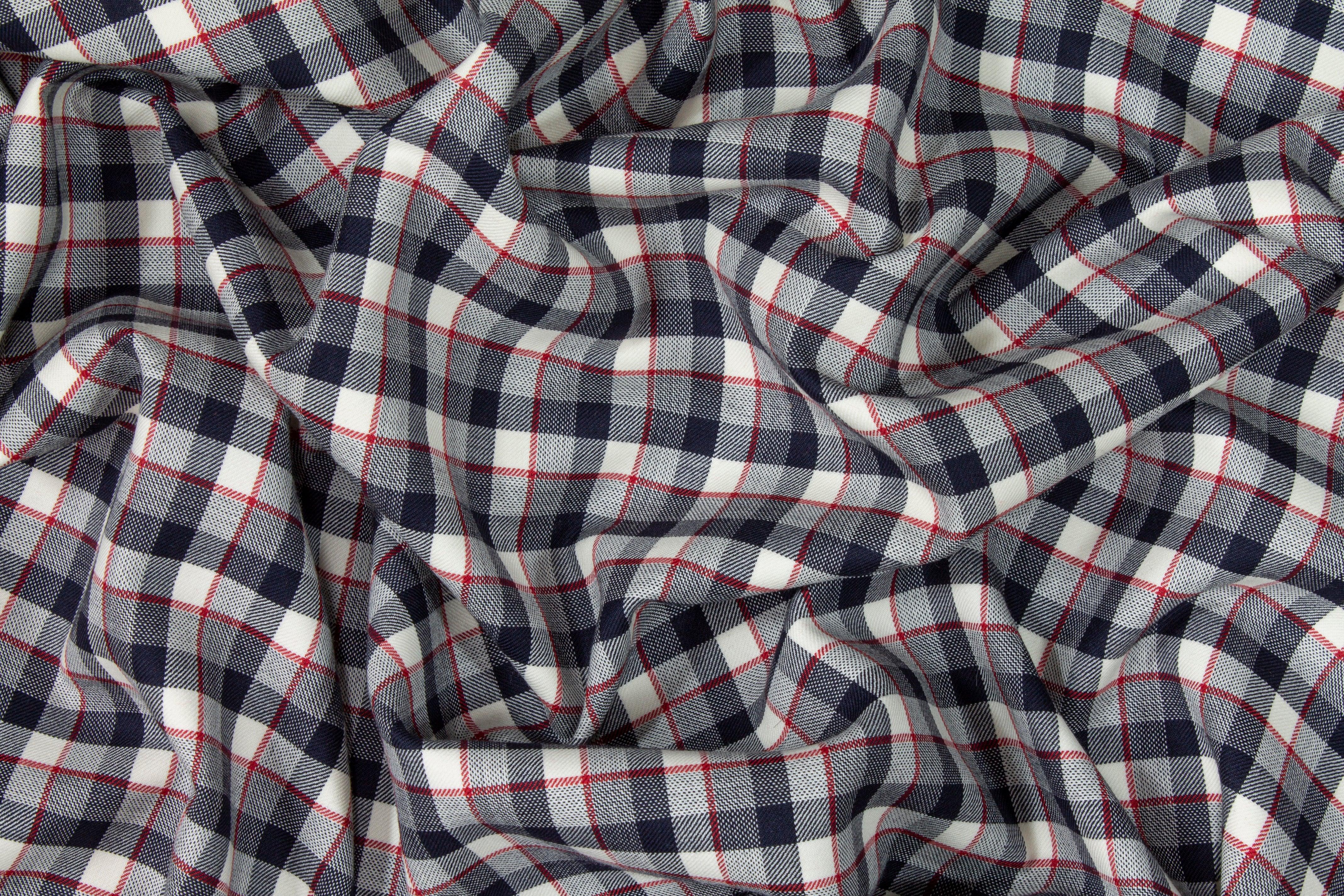 Double Faced Cashmere Wool Suiting - Red, Navy, White - Prime Fabrics