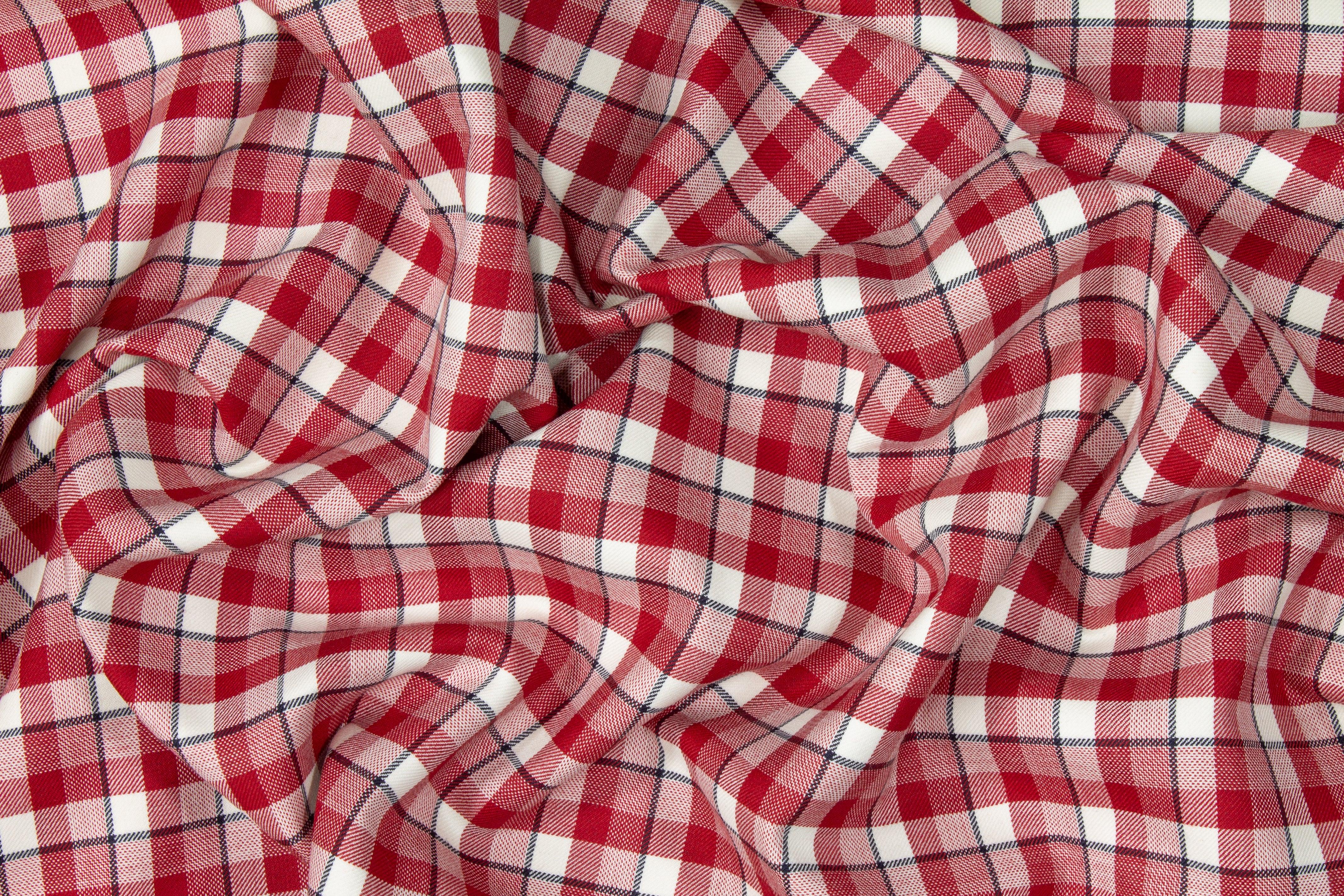 Double Faced Cashmere Wool Suiting - Red, Navy, White - Prime Fabrics