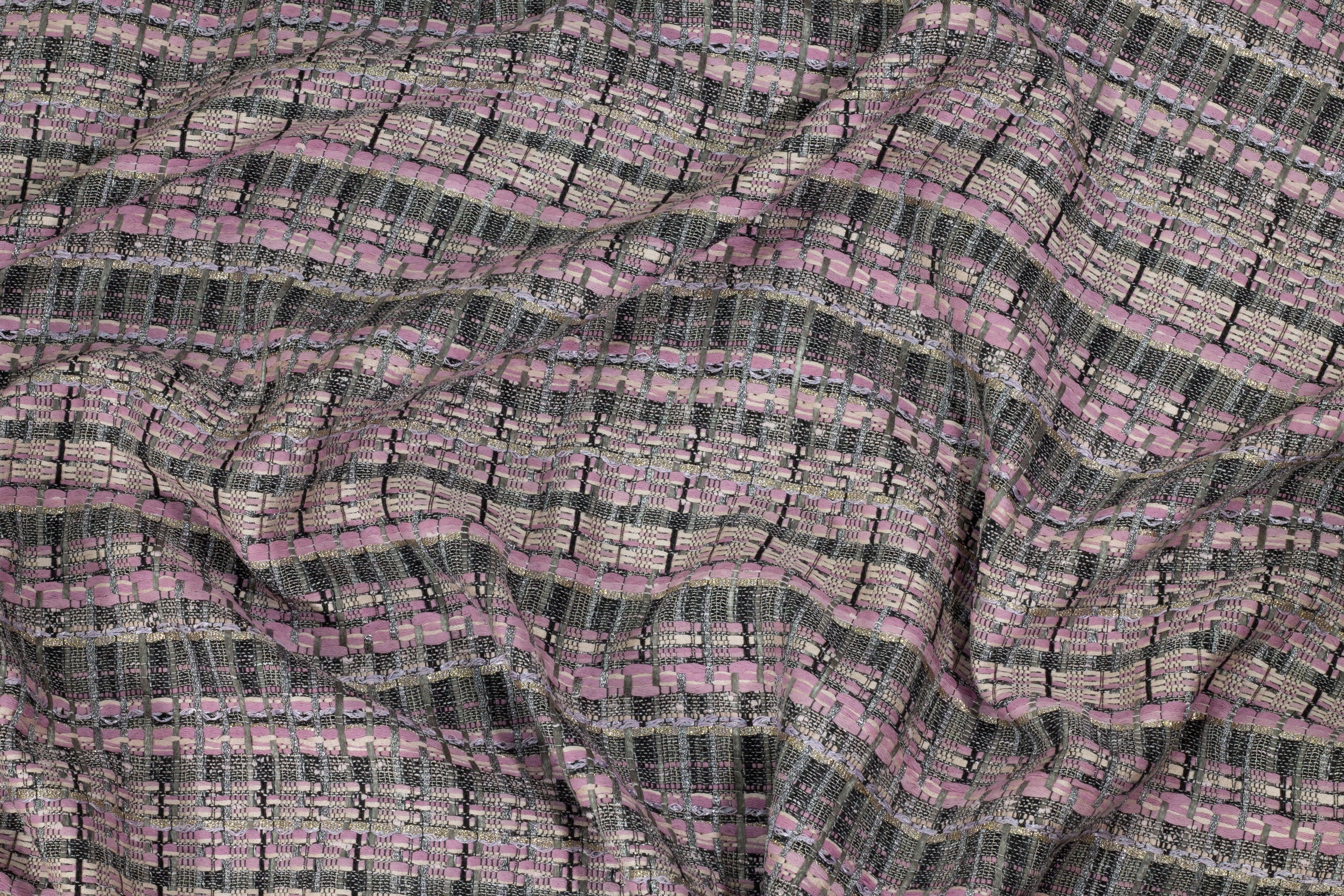 Blush, Gray, and Metallic Silver Tweed - Prime Fabrics