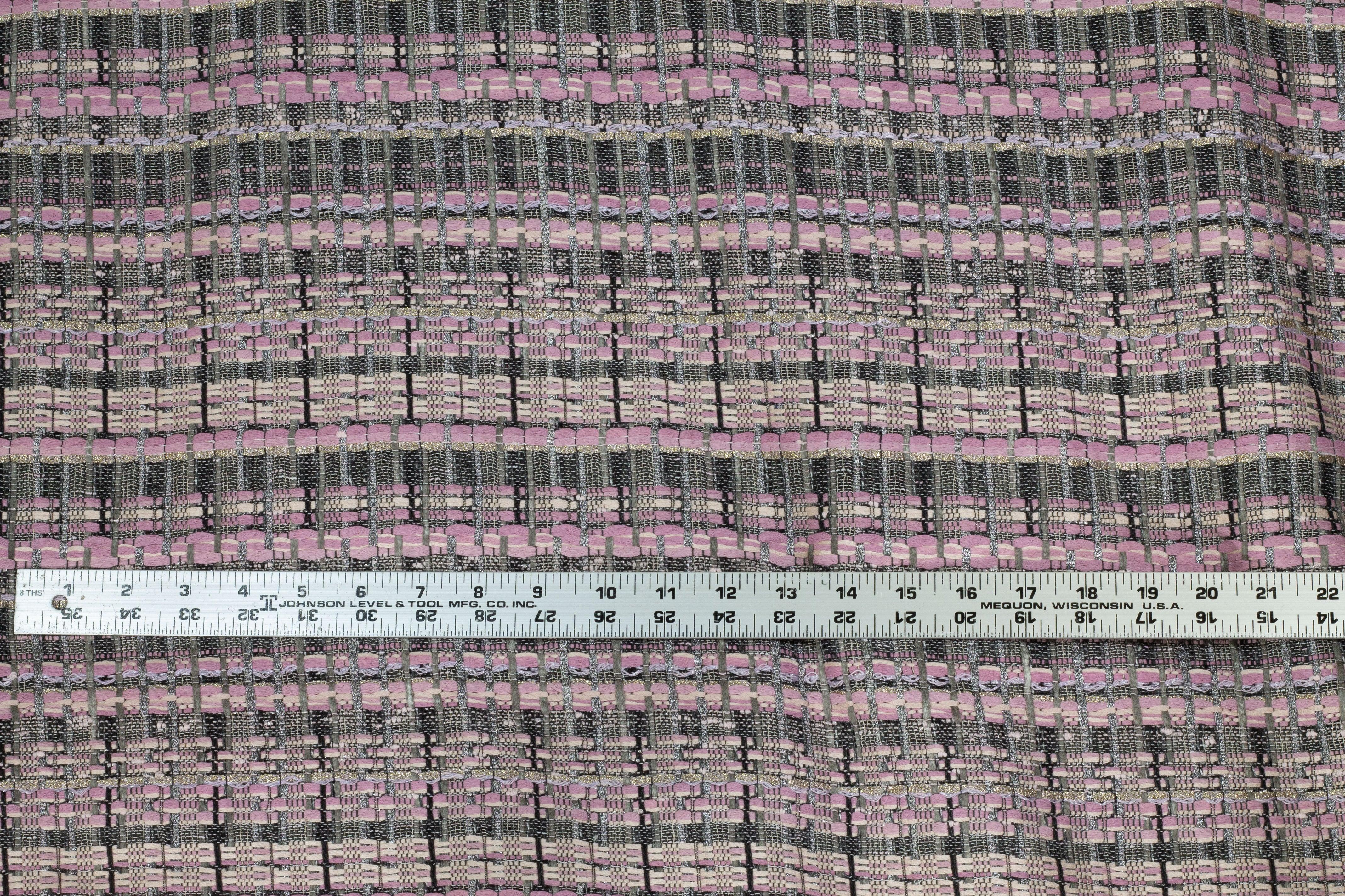 Blush, Gray, and Metallic Silver Tweed - Prime Fabrics