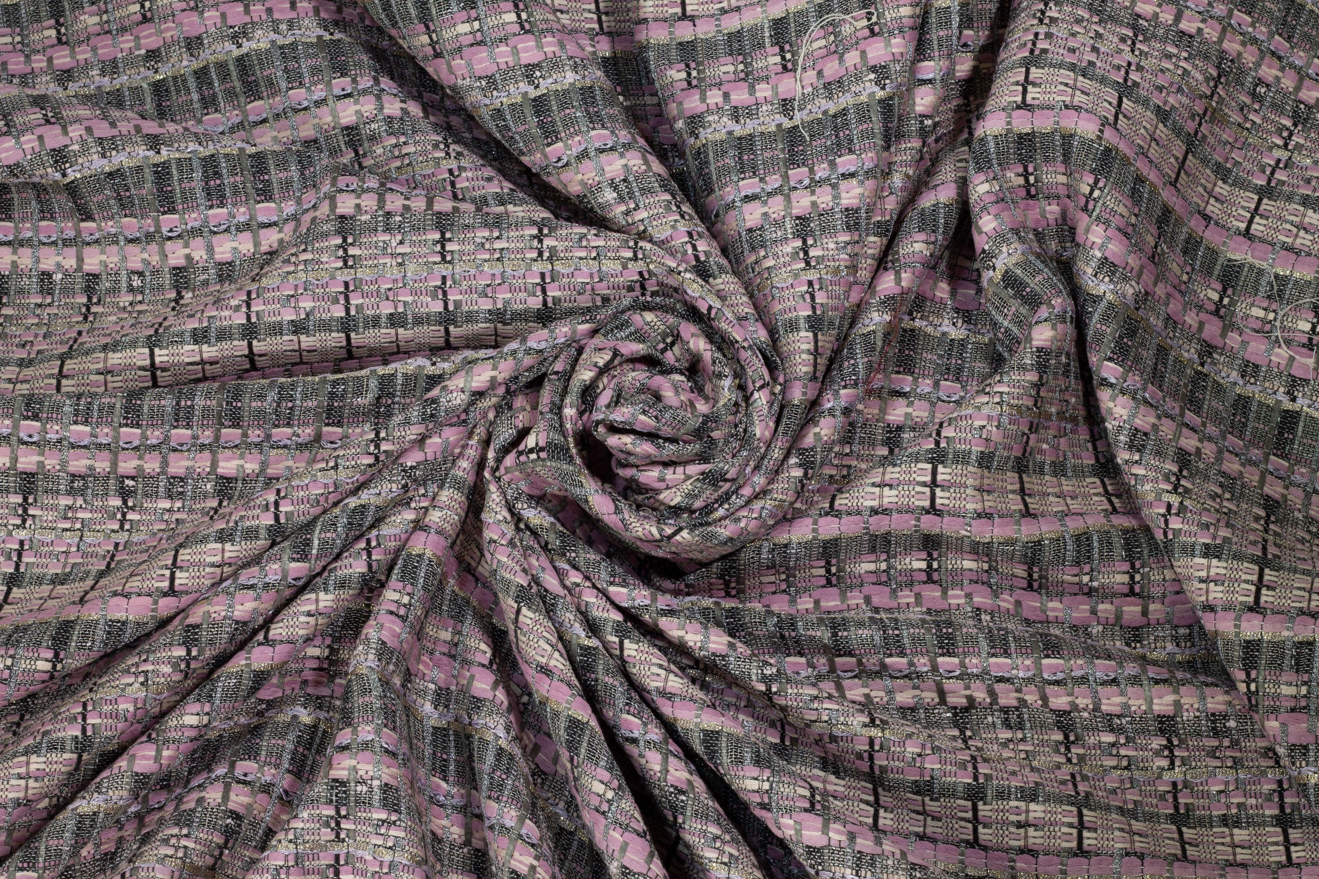 Blush, Gray, and Metallic Silver Tweed - Prime Fabrics