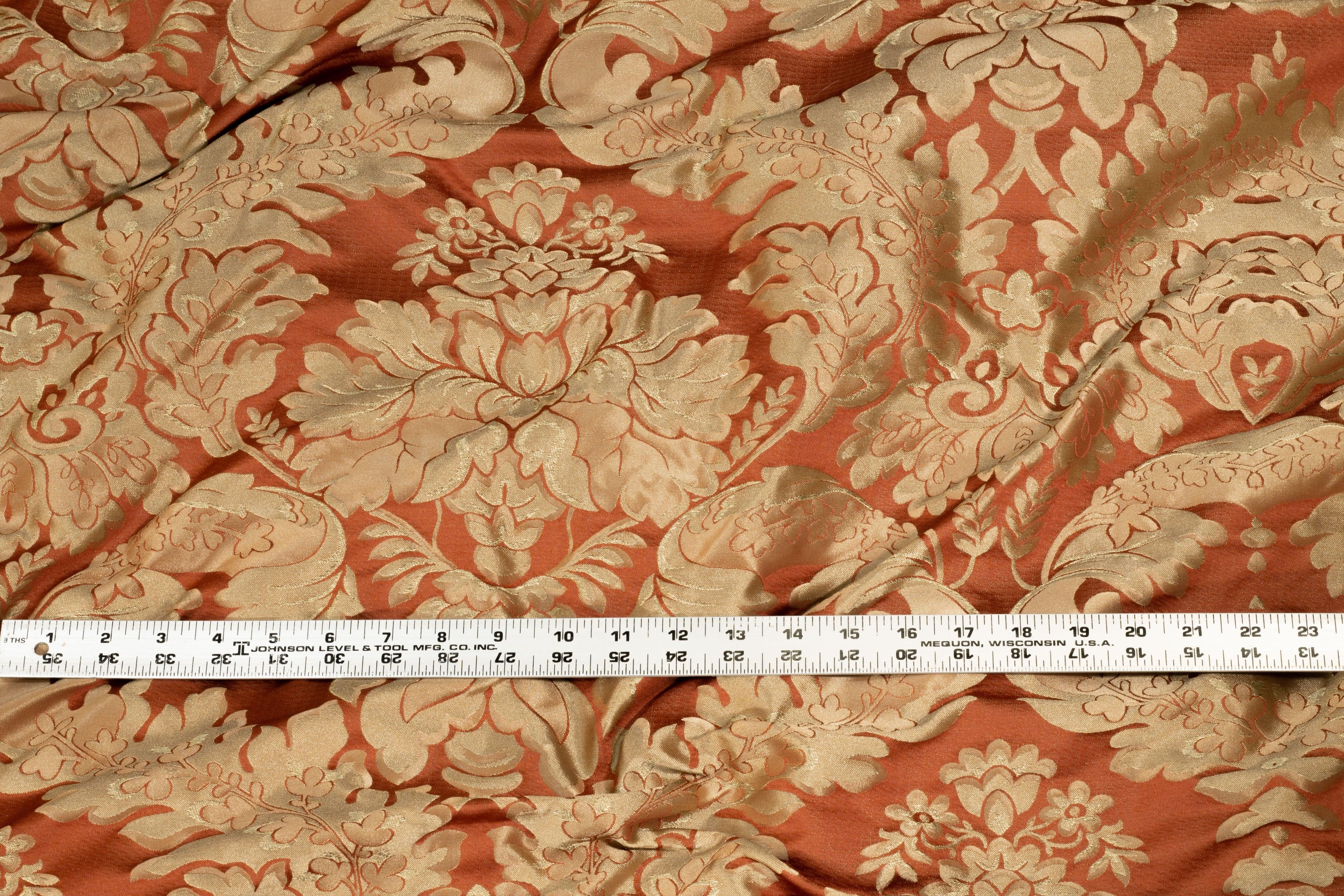 Burned Orange and Gold Damask Brocade - Prime Fabrics