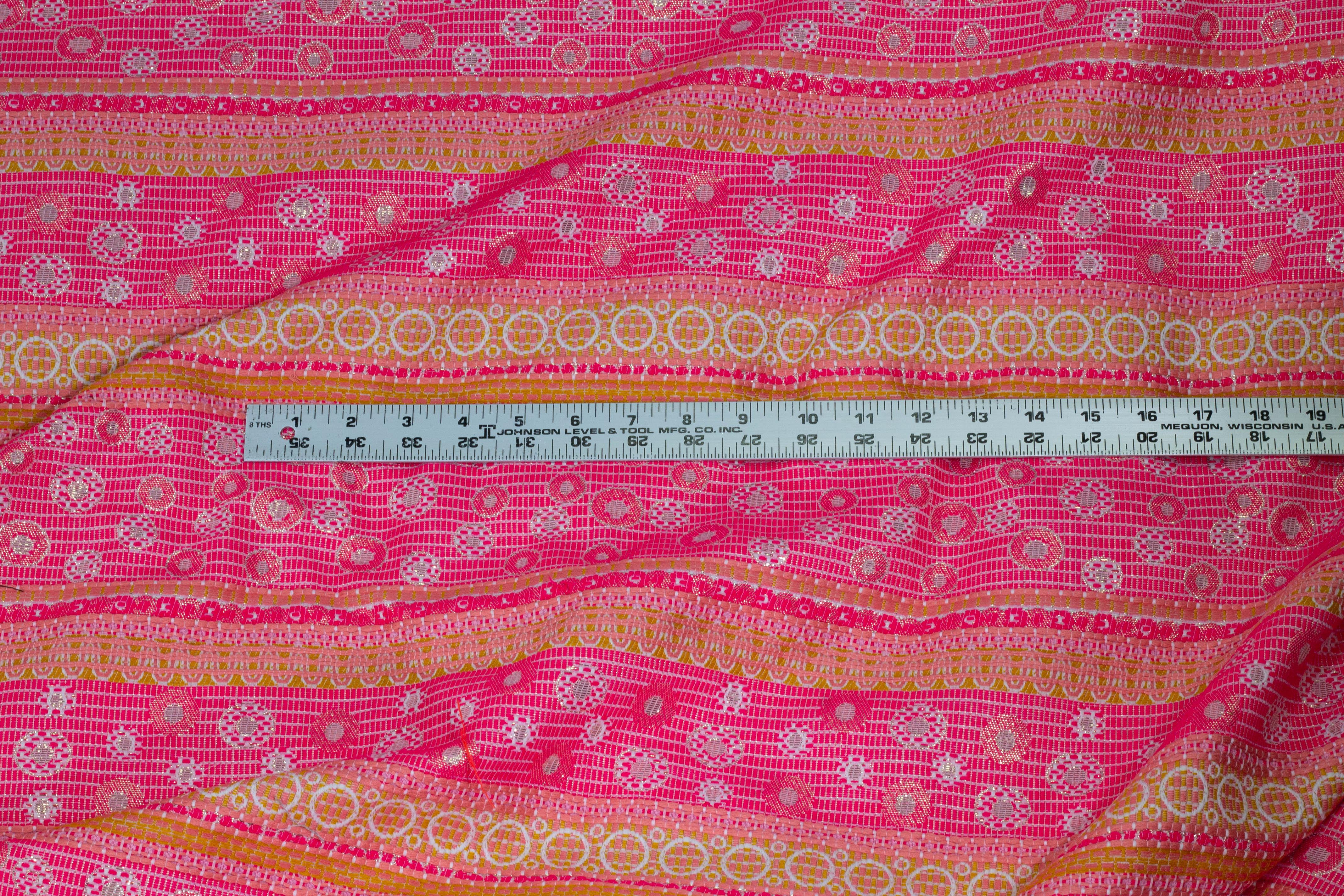 Pink and Beige Abstract Metallic Italian Brocade - Prime Fabrics