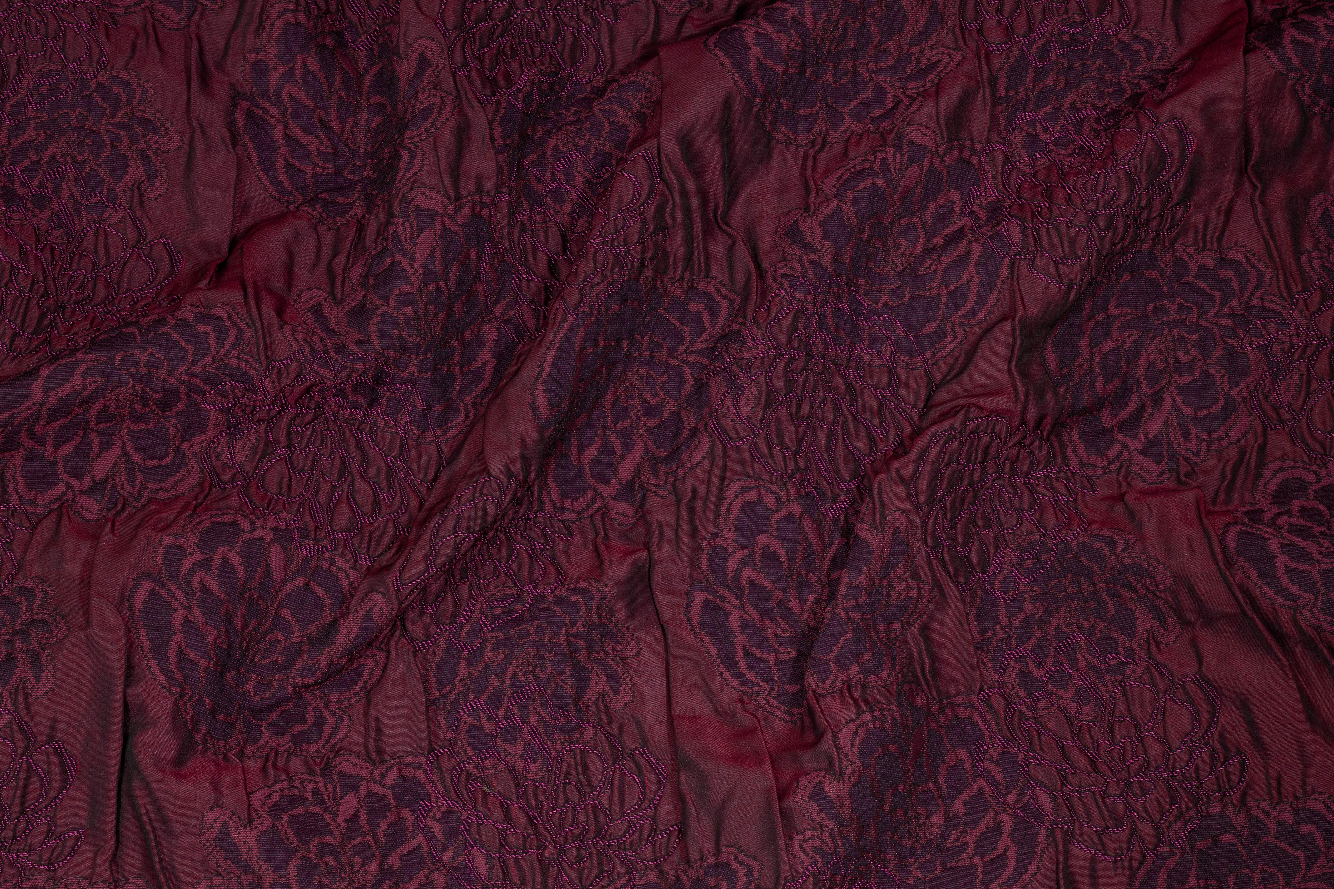 Maroon and Purple Floral Crushed French Brocade - Prime Fabrics