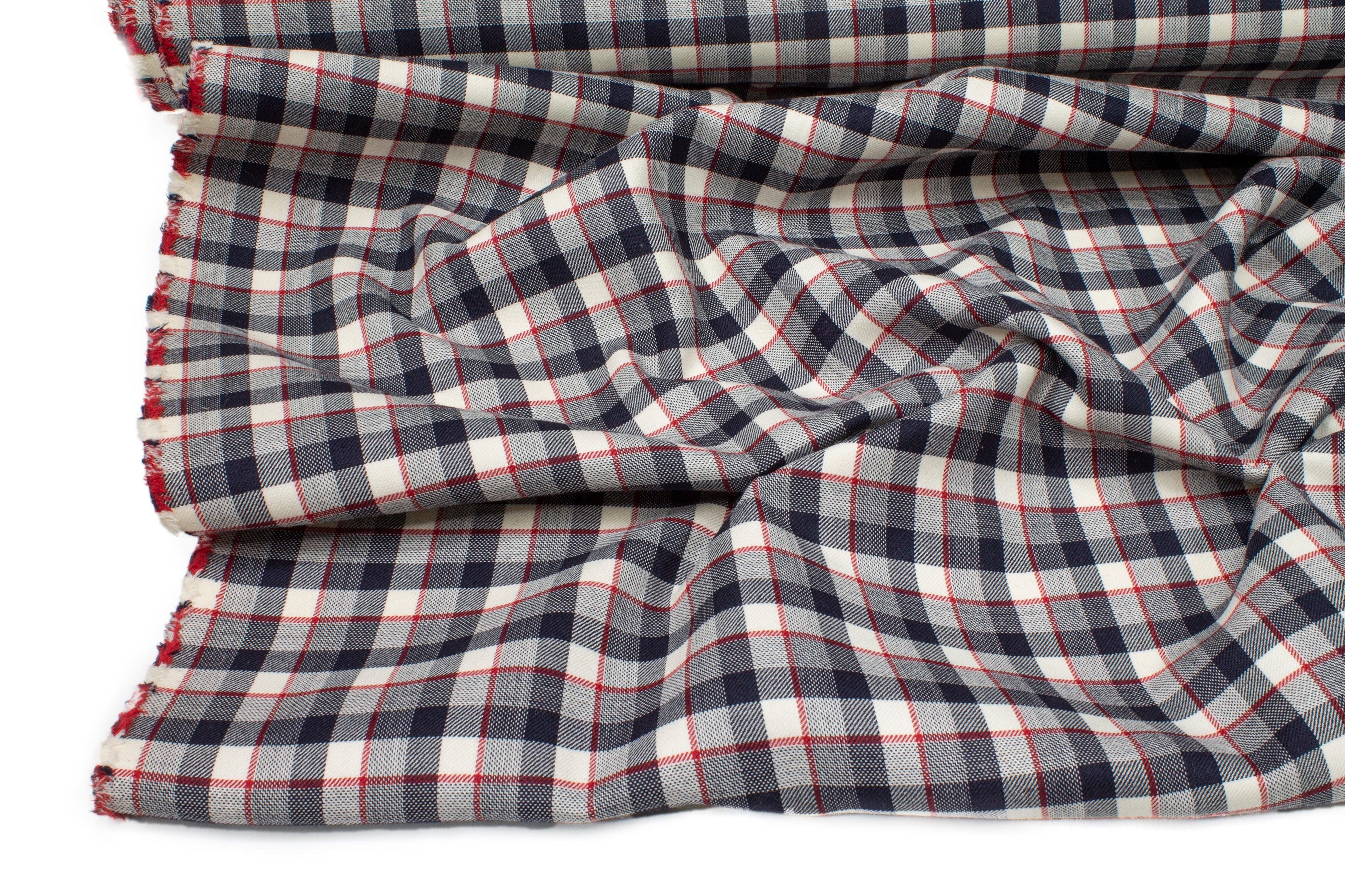 Double Faced Cashmere Wool Suiting - Red, Navy, White - Prime Fabrics