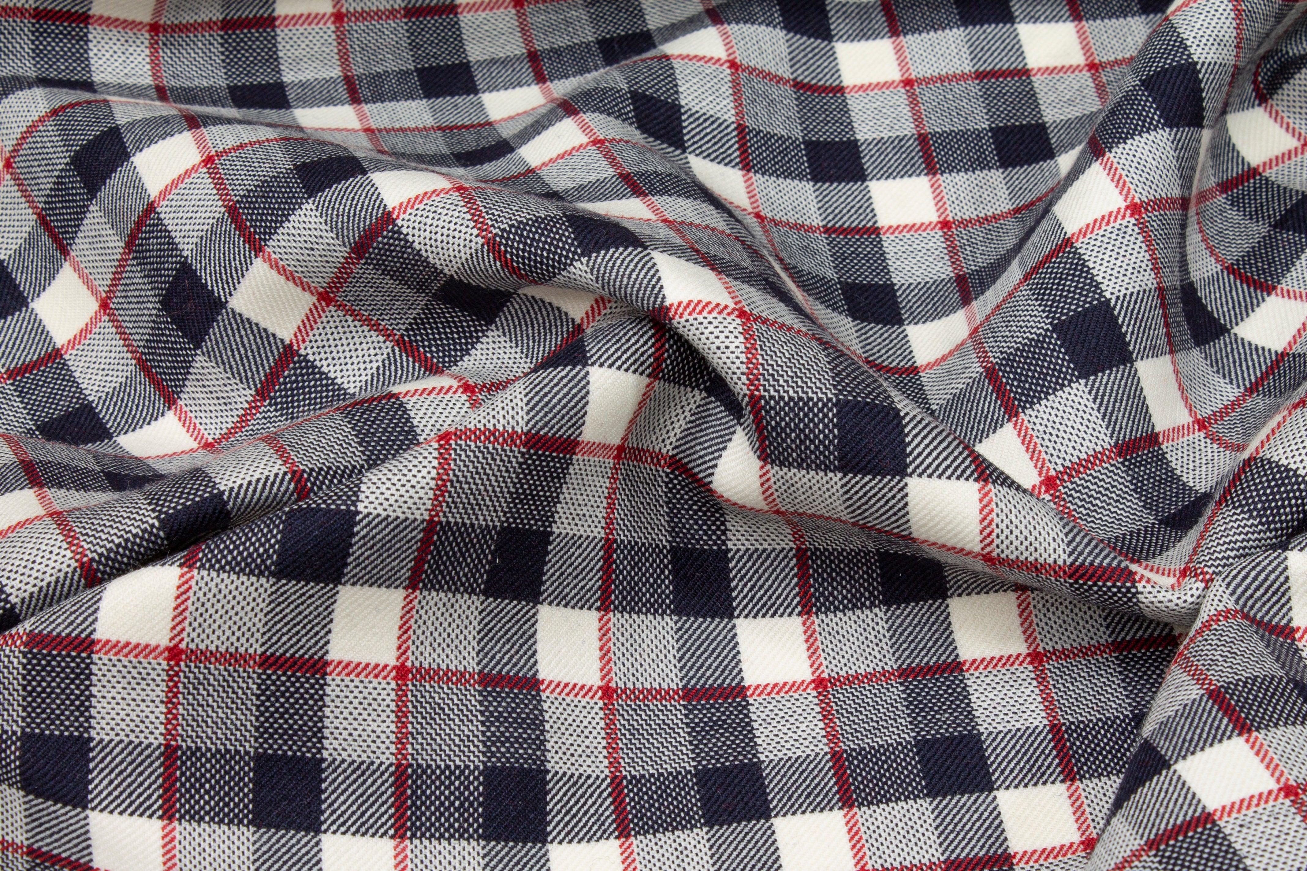 Double Faced Cashmere Wool Suiting - Red, Navy, White - Prime Fabrics