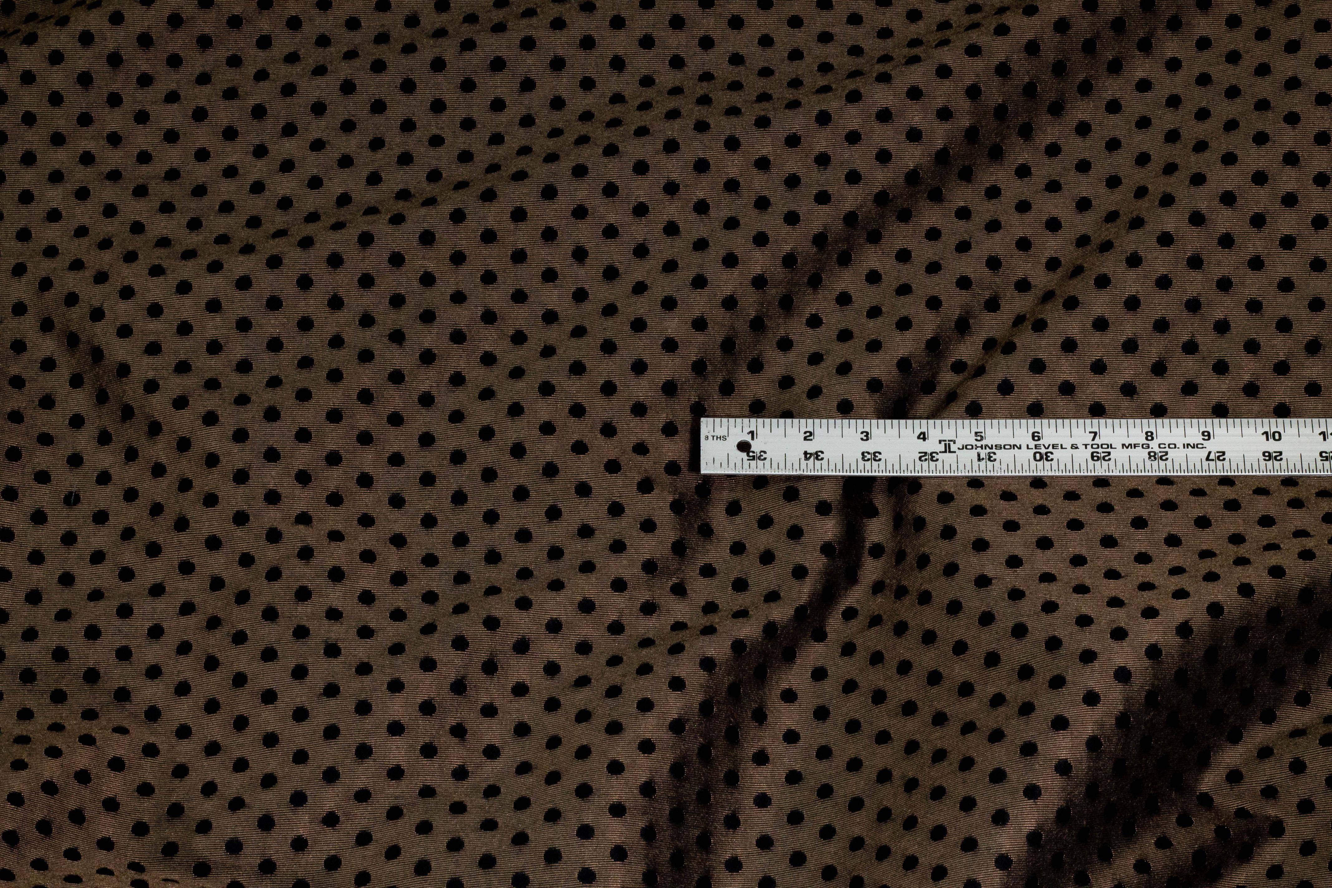 Bronze and Black Polka Dot Twill Brocade - Prime Fabrics