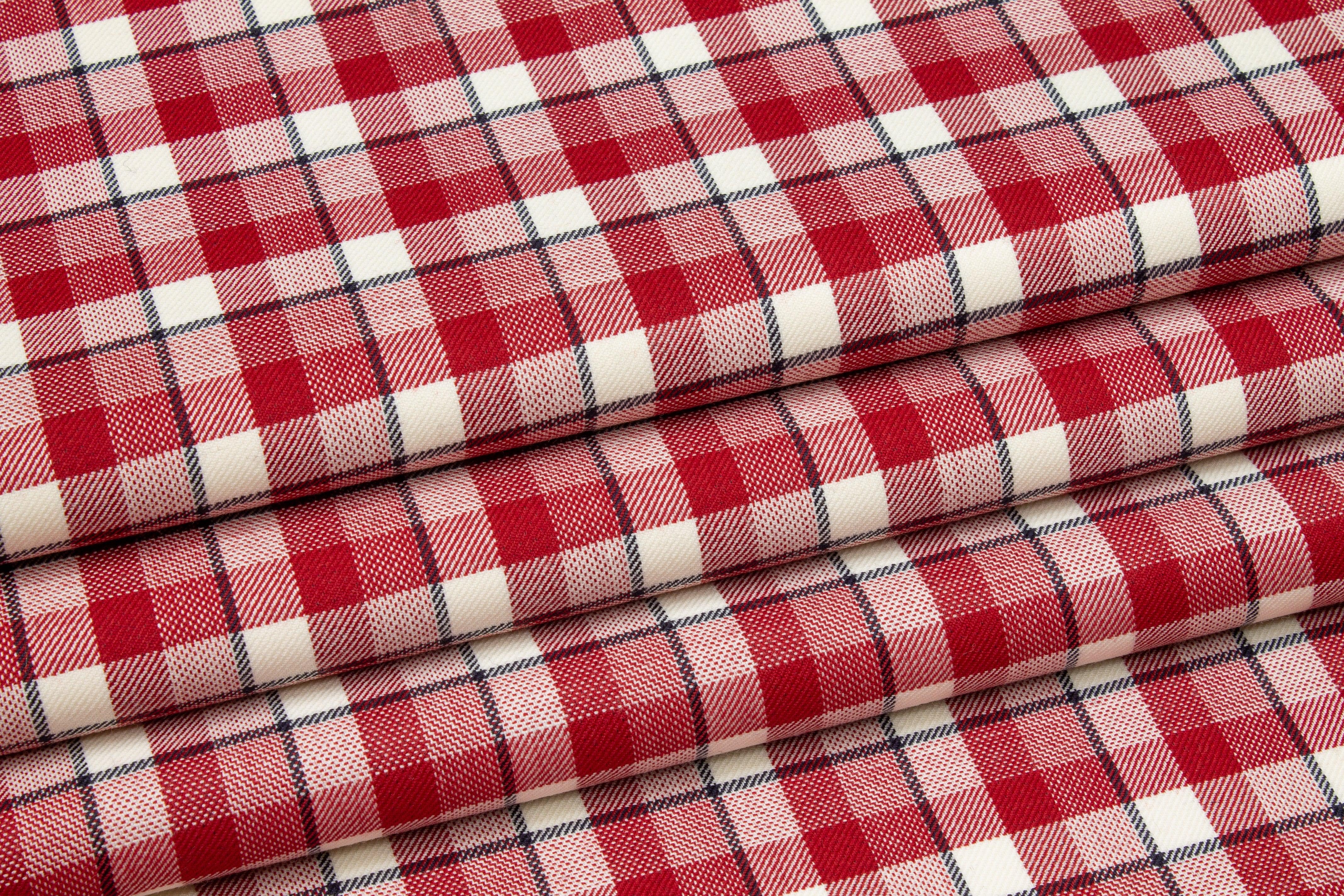 Double Faced Cashmere Wool Suiting - Red, Navy, White - Prime Fabrics