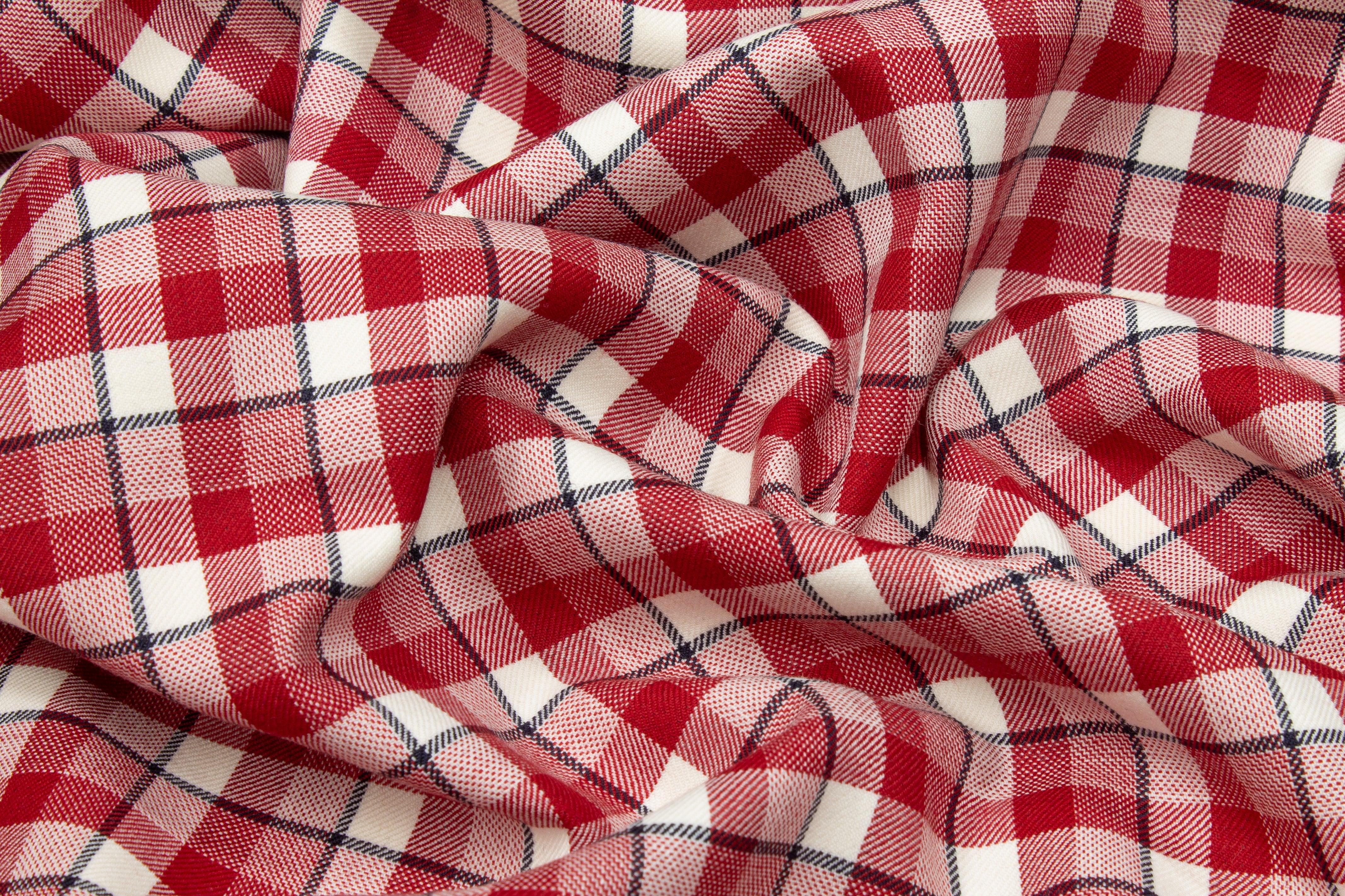 Double Faced Cashmere Wool Suiting - Red, Navy, White - Prime Fabrics