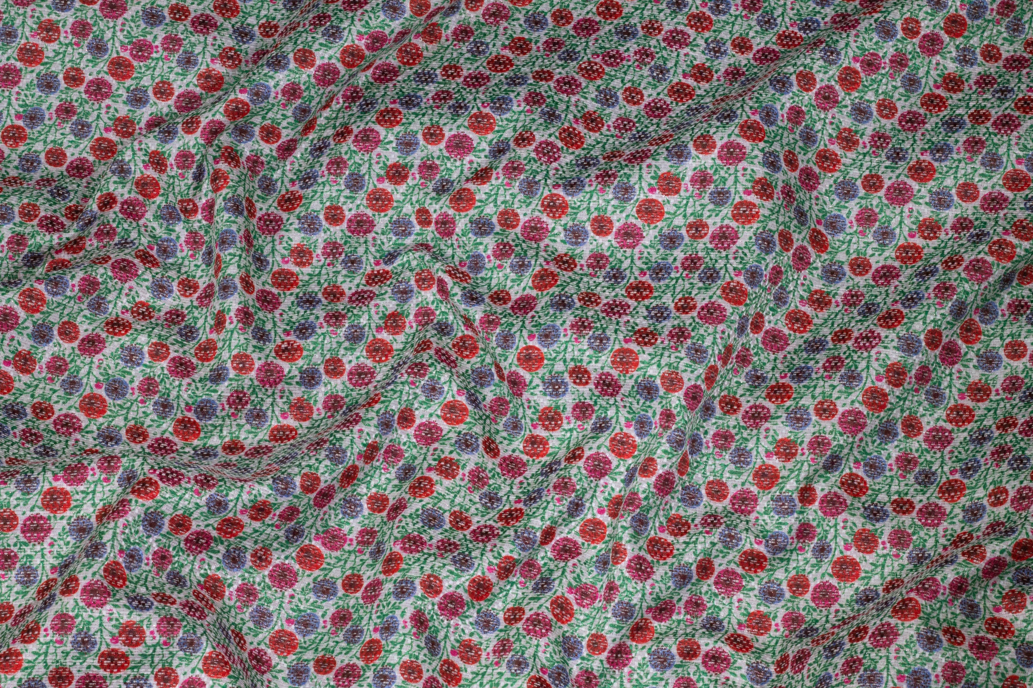 Multicolor Floral Metallic French Brocade - Prime Fabrics