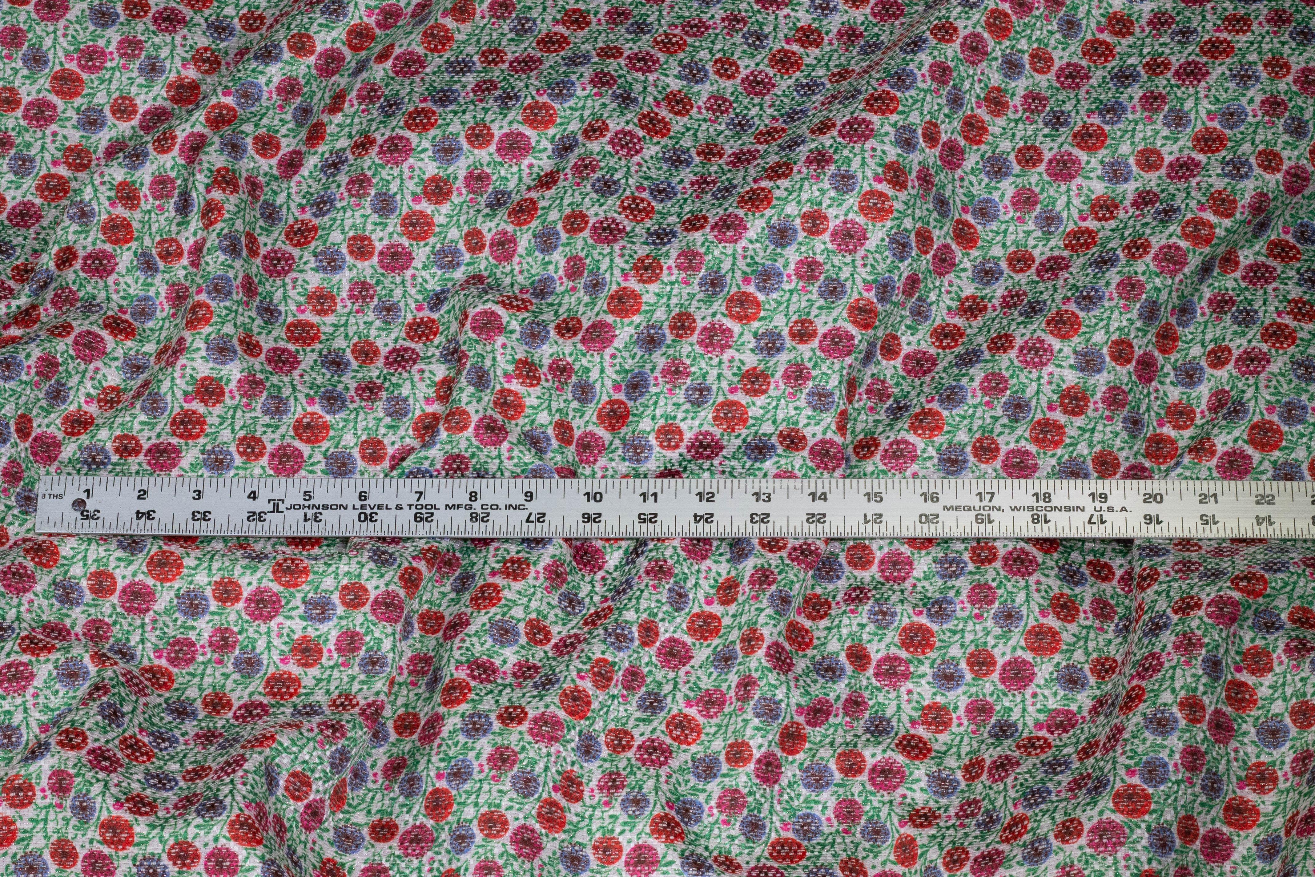 Multicolor Floral Metallic French Brocade - Prime Fabrics