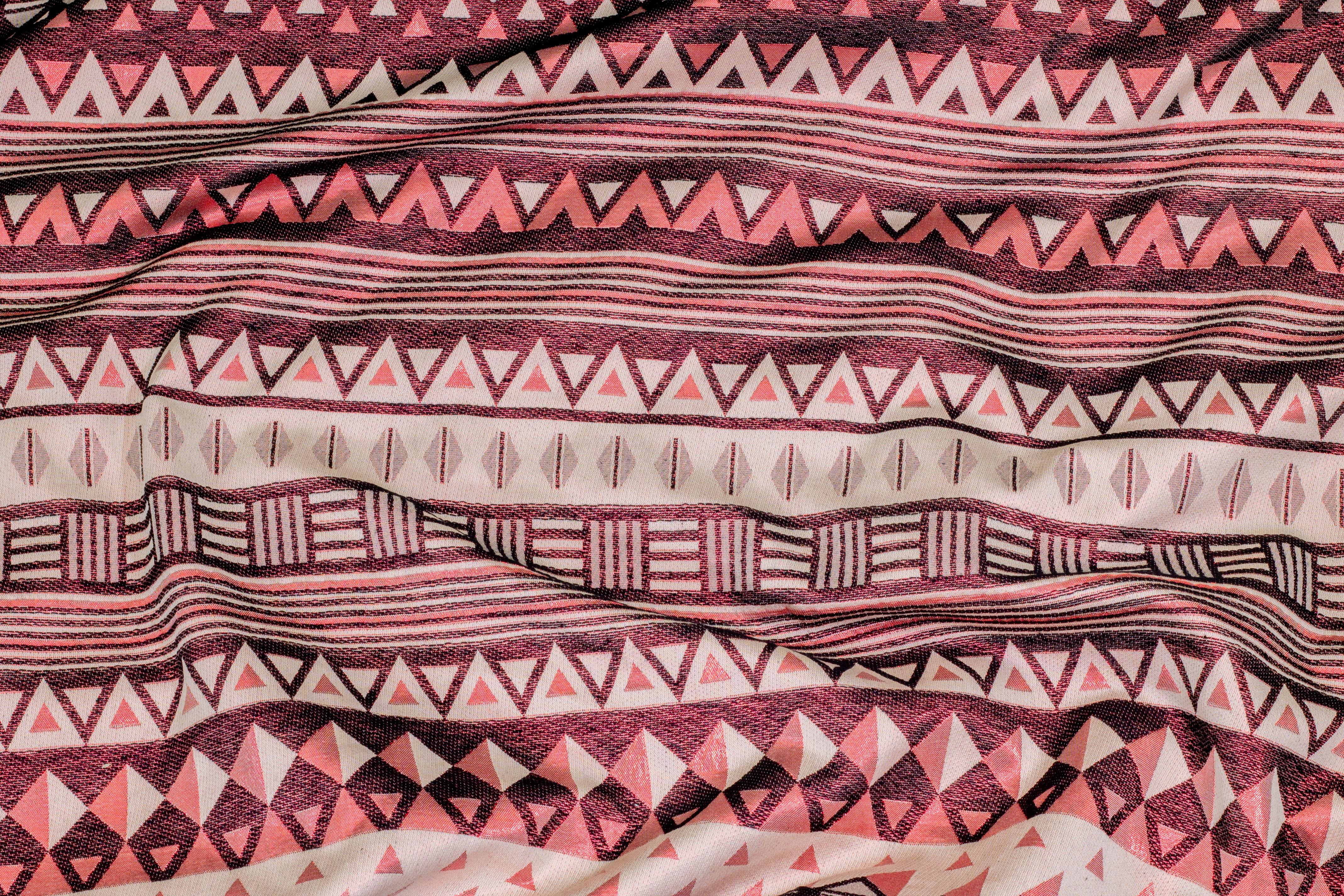 Iridescent Coral Geometric Metallic French Jacquard - Prime Fabrics