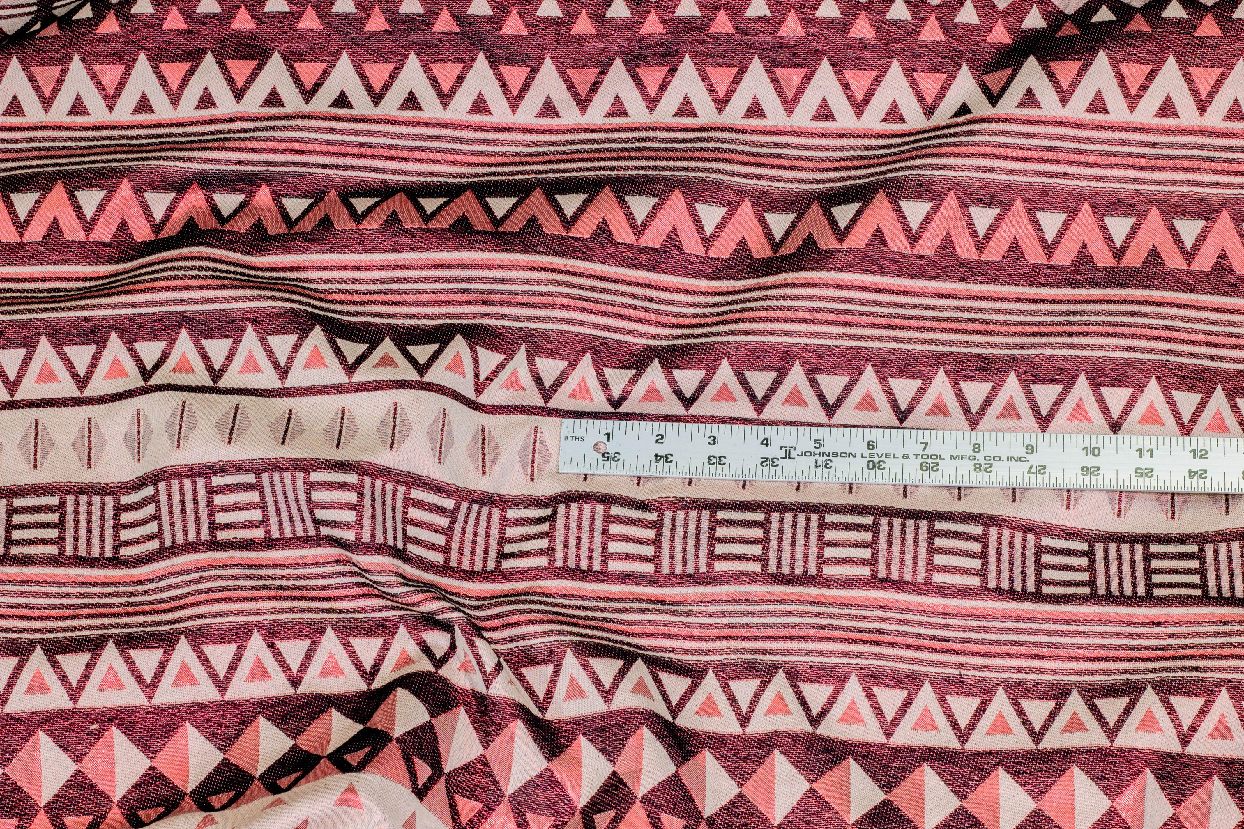 Iridescent Coral Geometric Metallic French Jacquard - Prime Fabrics