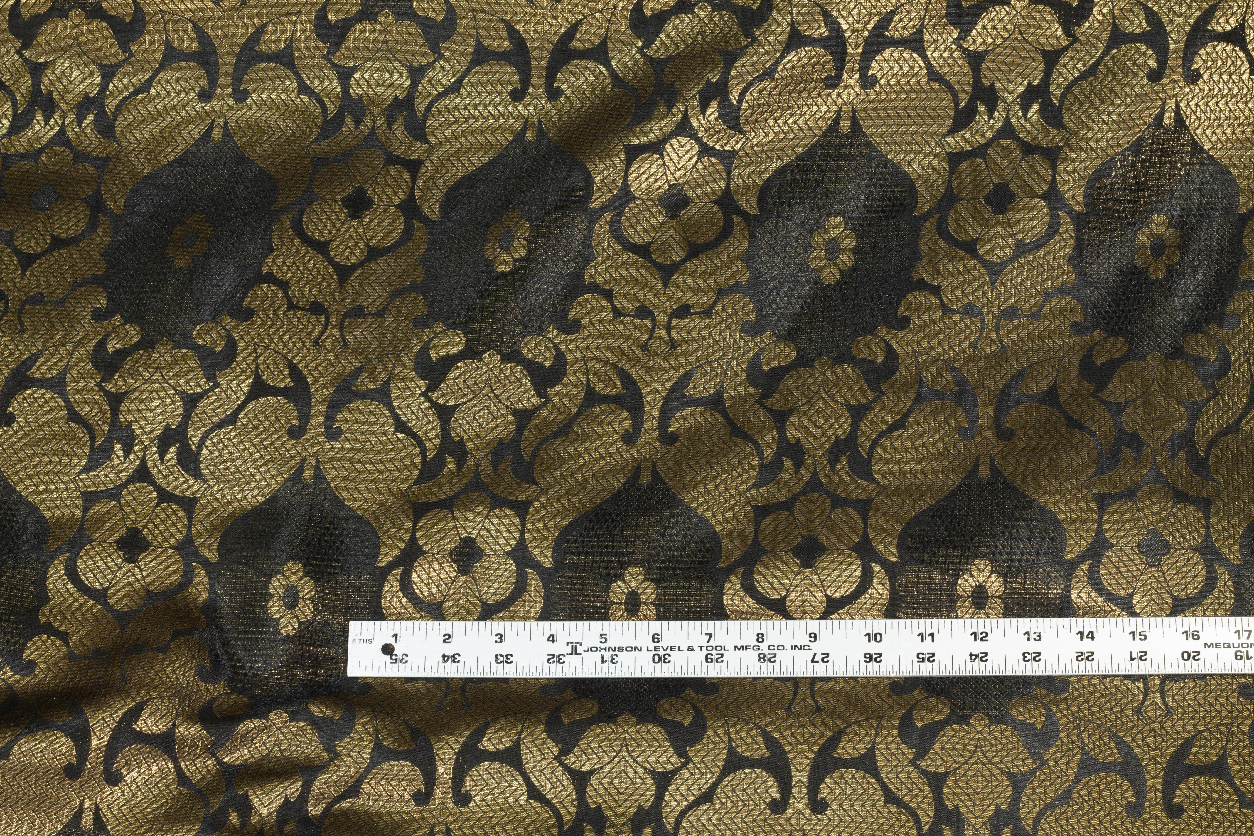 Bronze and Black Floral Metallic Brocade - Prime Fabrics