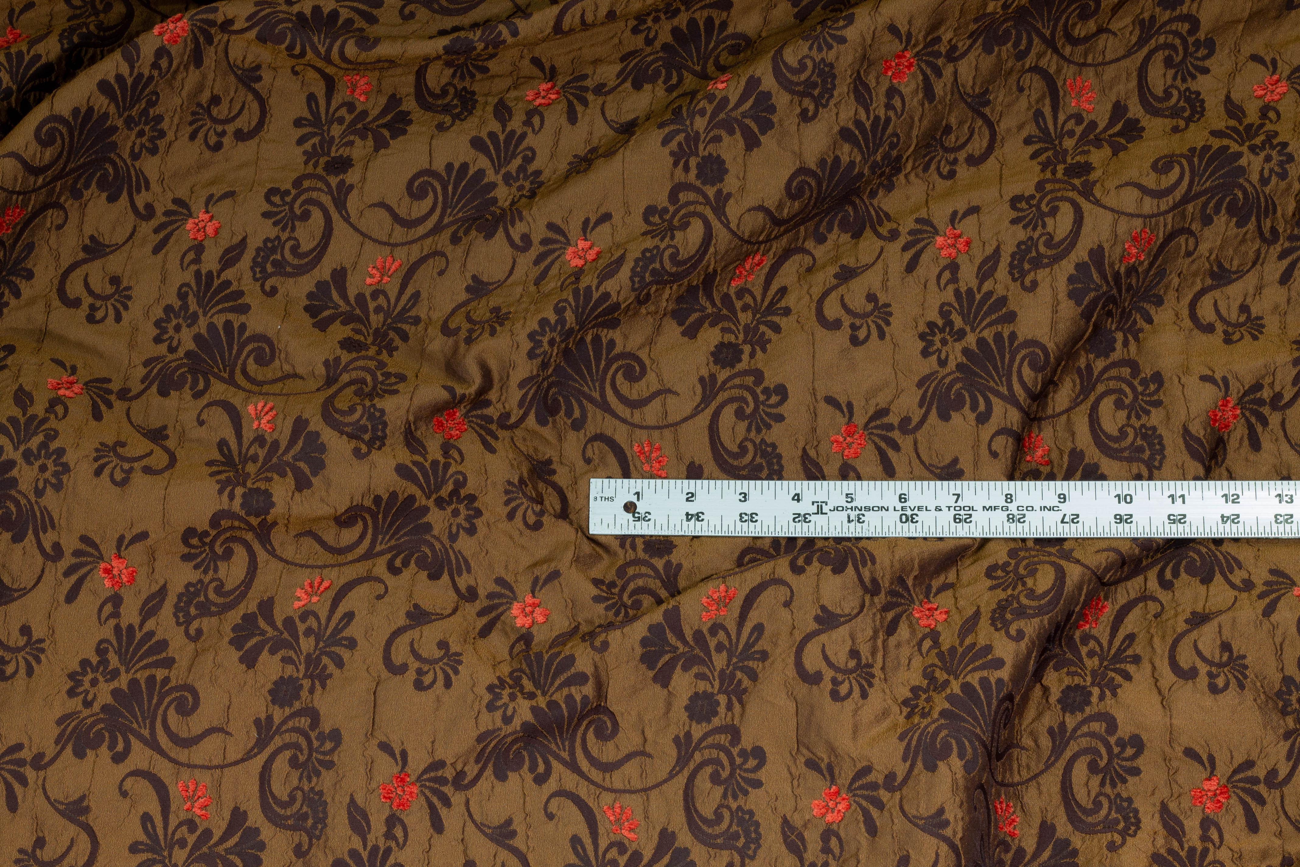 Brown Floral Crushed Italian Brocade - Prime Fabrics