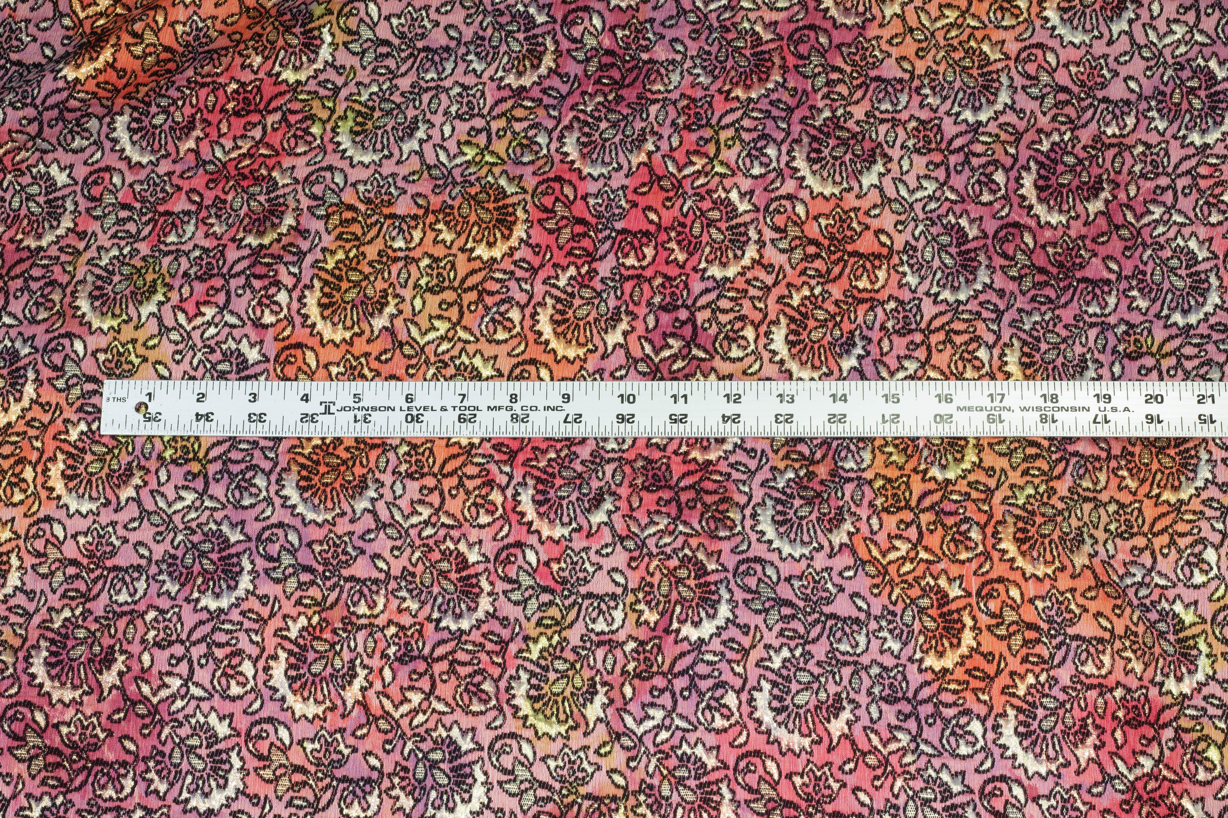 Tie-Dye Metallic Gold Floral Brocade - Prime Fabrics