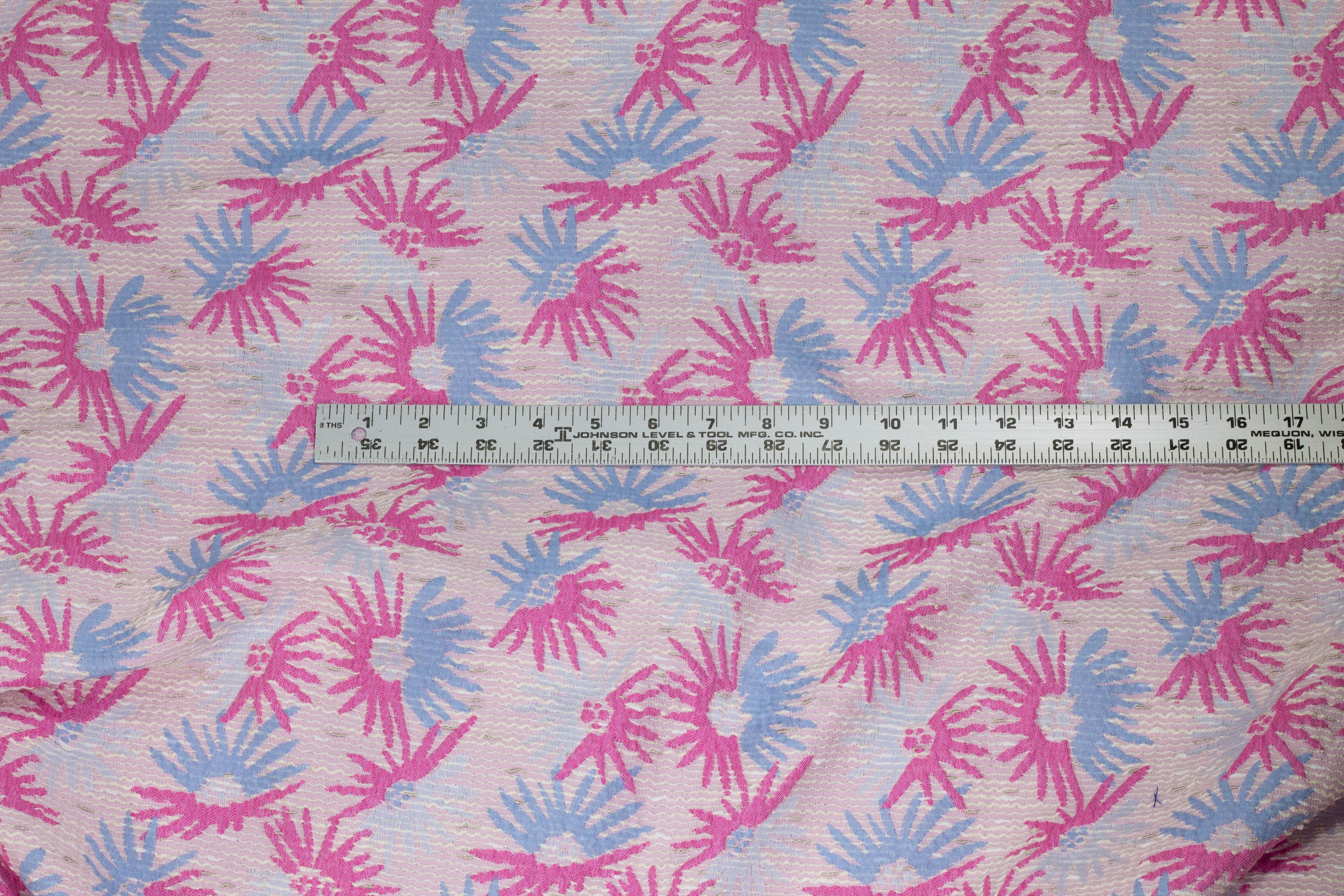 Pink and Blue Stretch Brocade - Prime Fabrics
