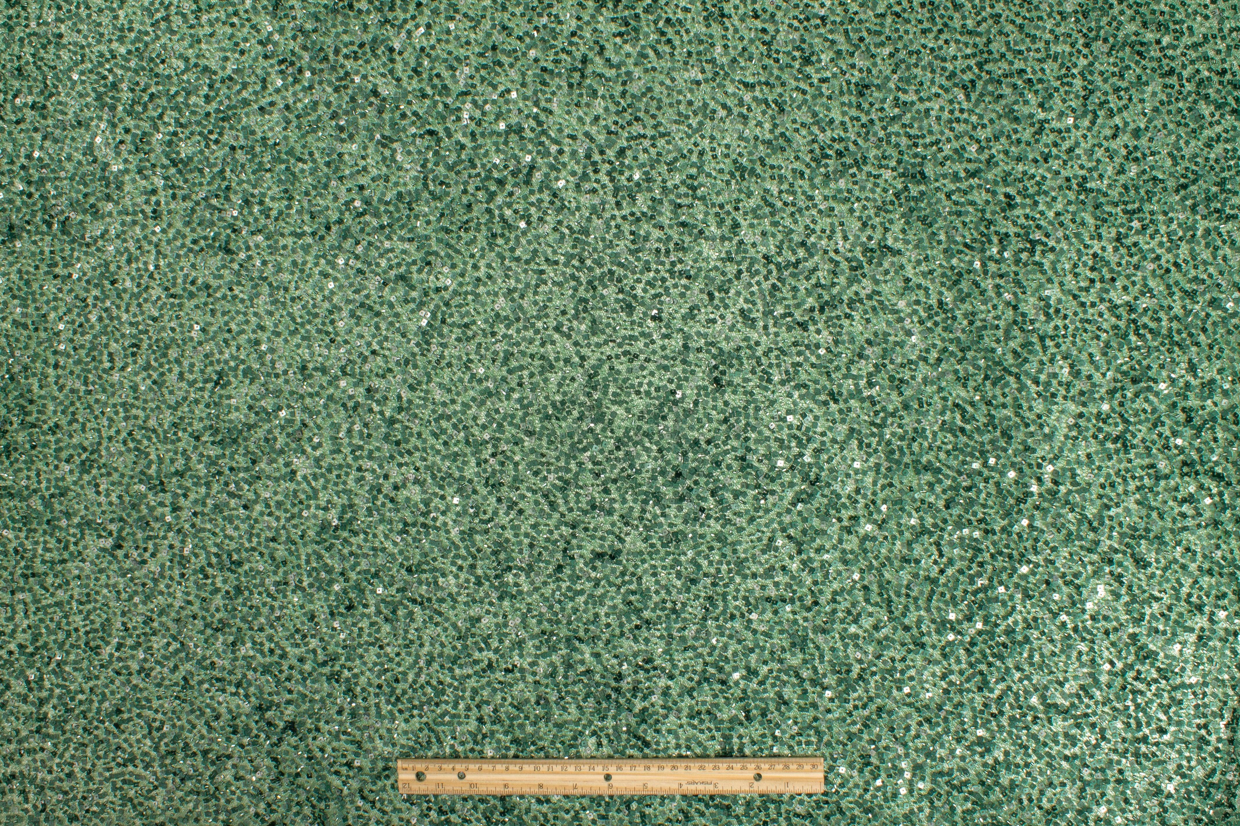 Hand Beaded and Sequined Metallic Mesh - Hunter Green - Prime Fabrics