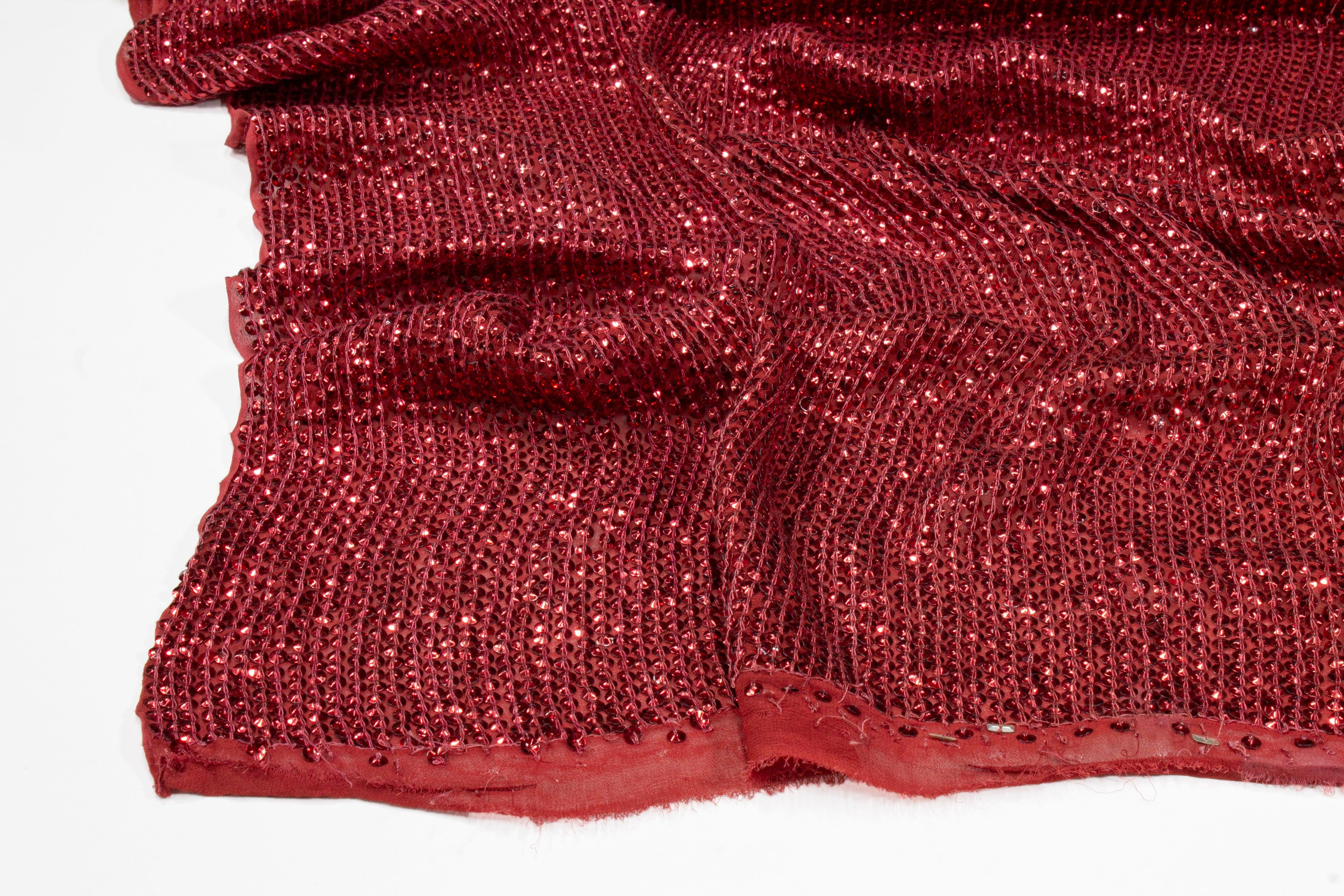 Sequined Rayon Georgette - Burgundy - Prime Fabrics