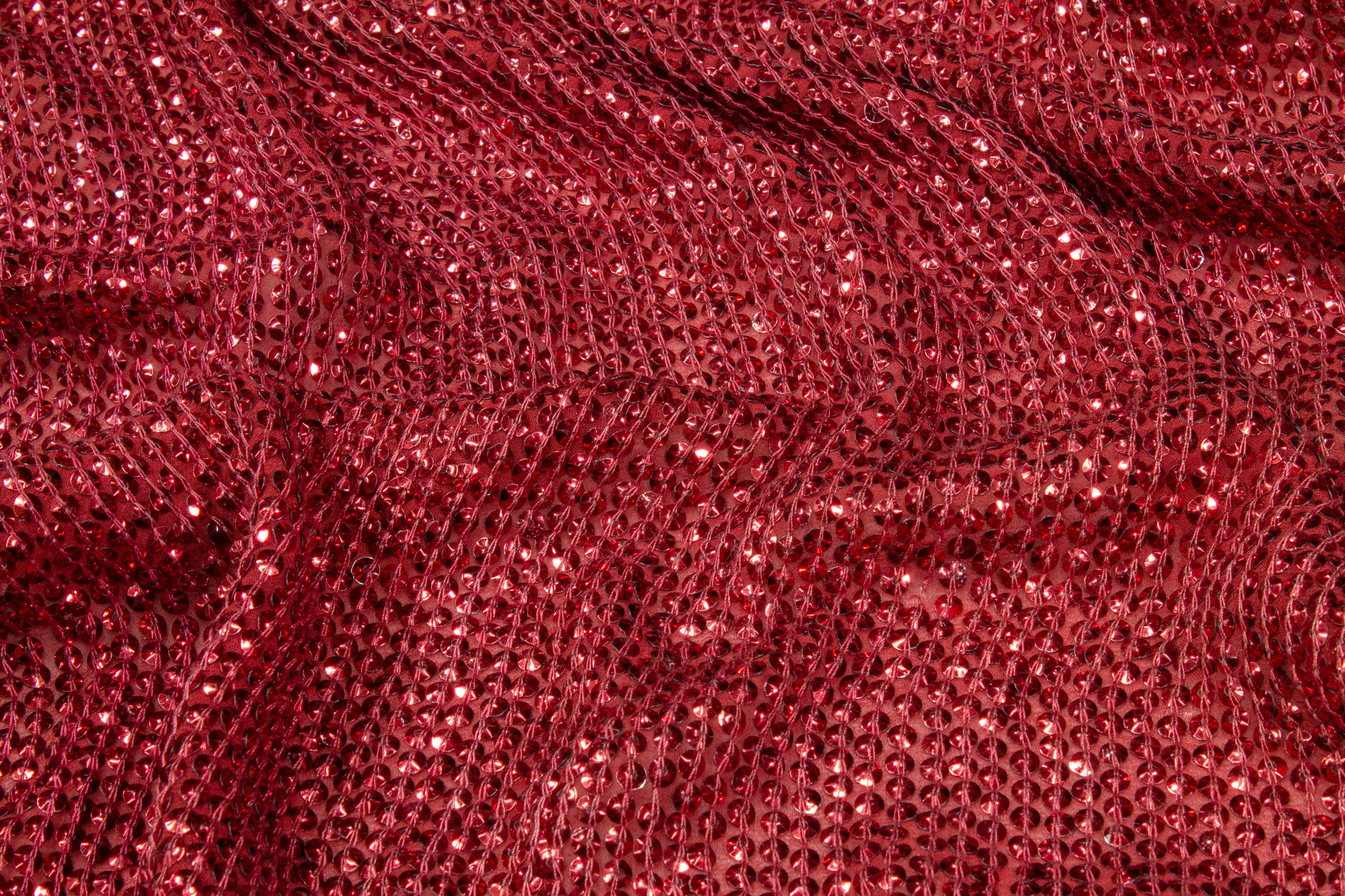 Sequined Rayon Georgette - Burgundy - Prime Fabrics