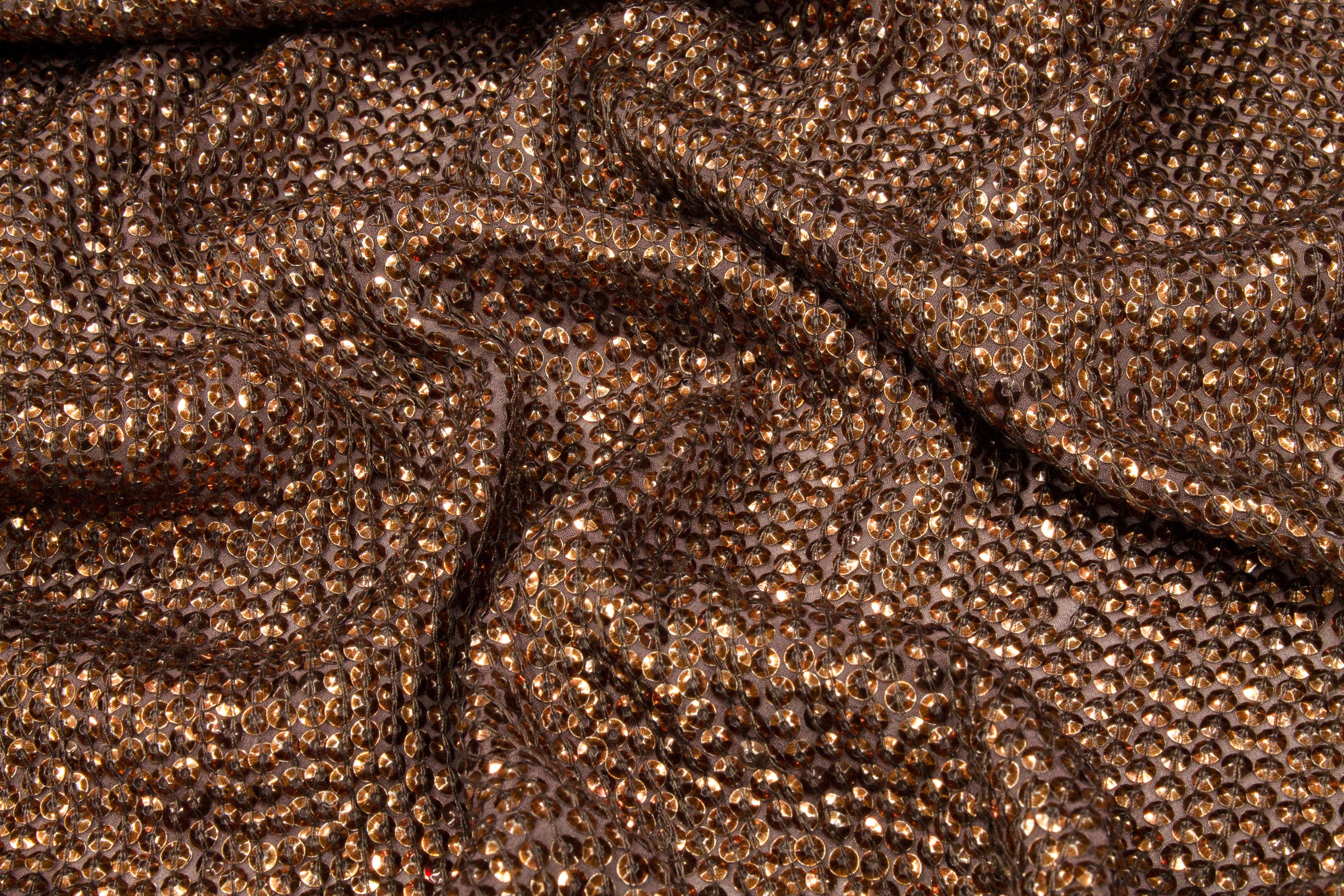 Sequined Rayon Georgette - Bronze - Prime Fabrics