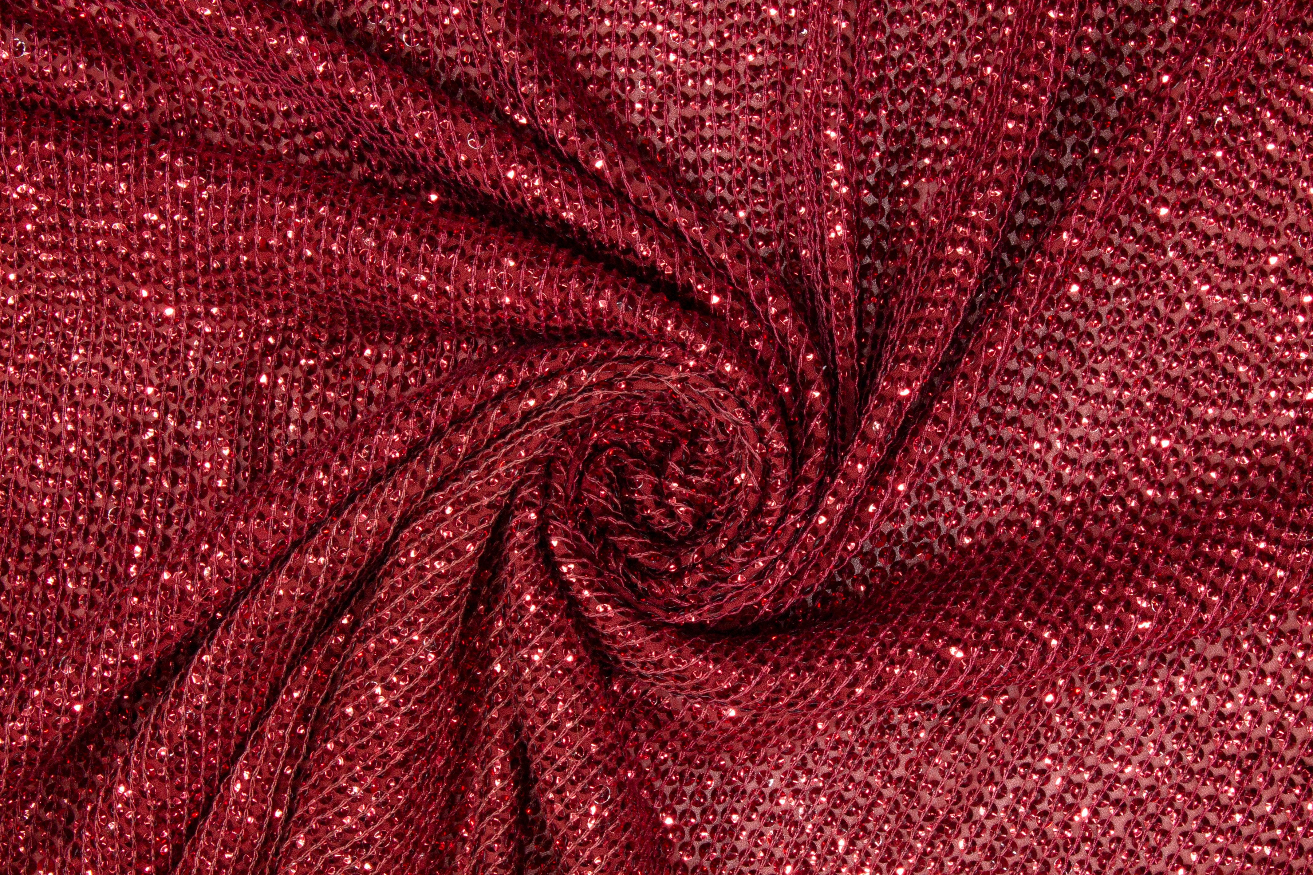 Sequined Rayon Georgette - Burgundy - Prime Fabrics