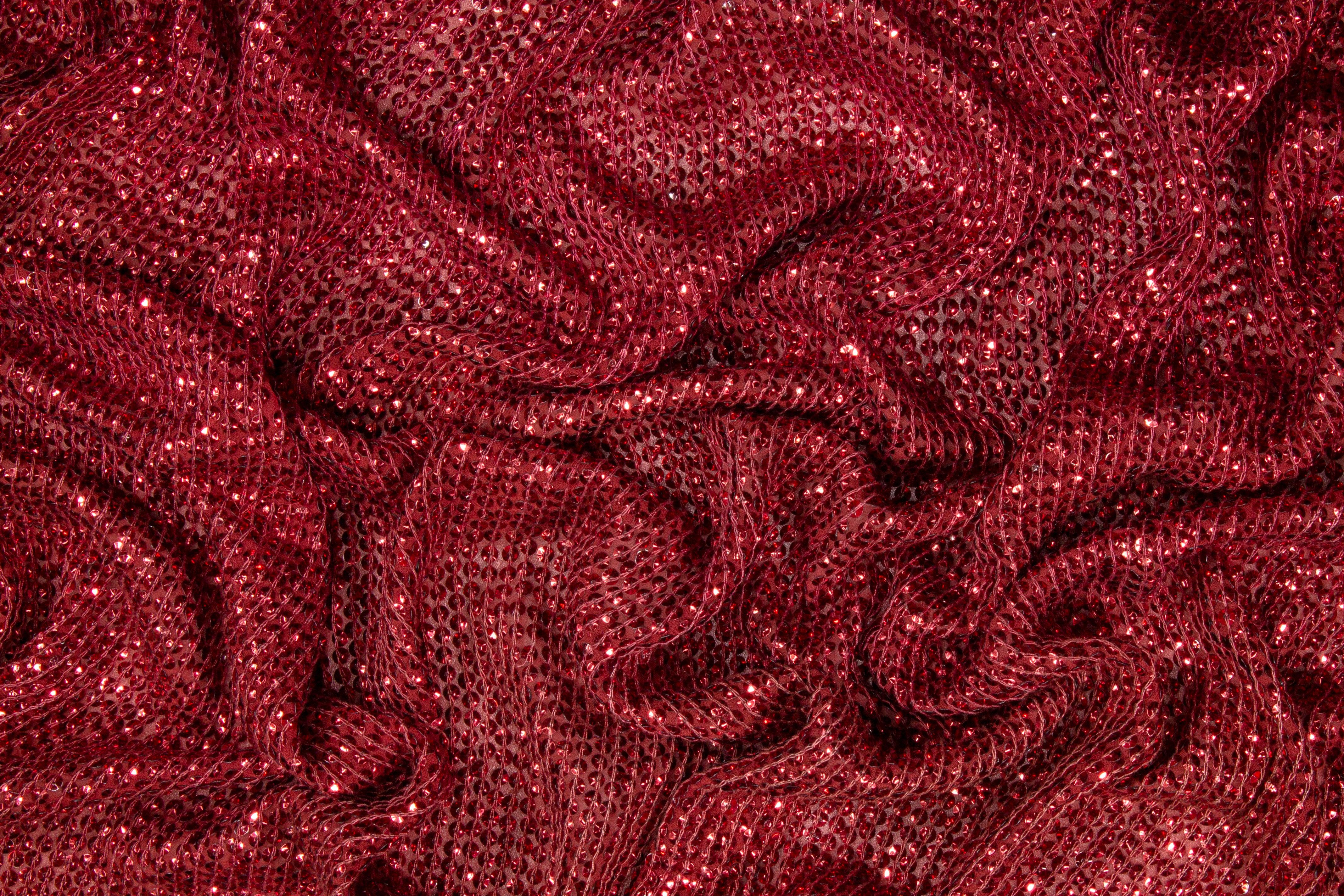 Sequined Rayon Georgette - Burgundy - Prime Fabrics