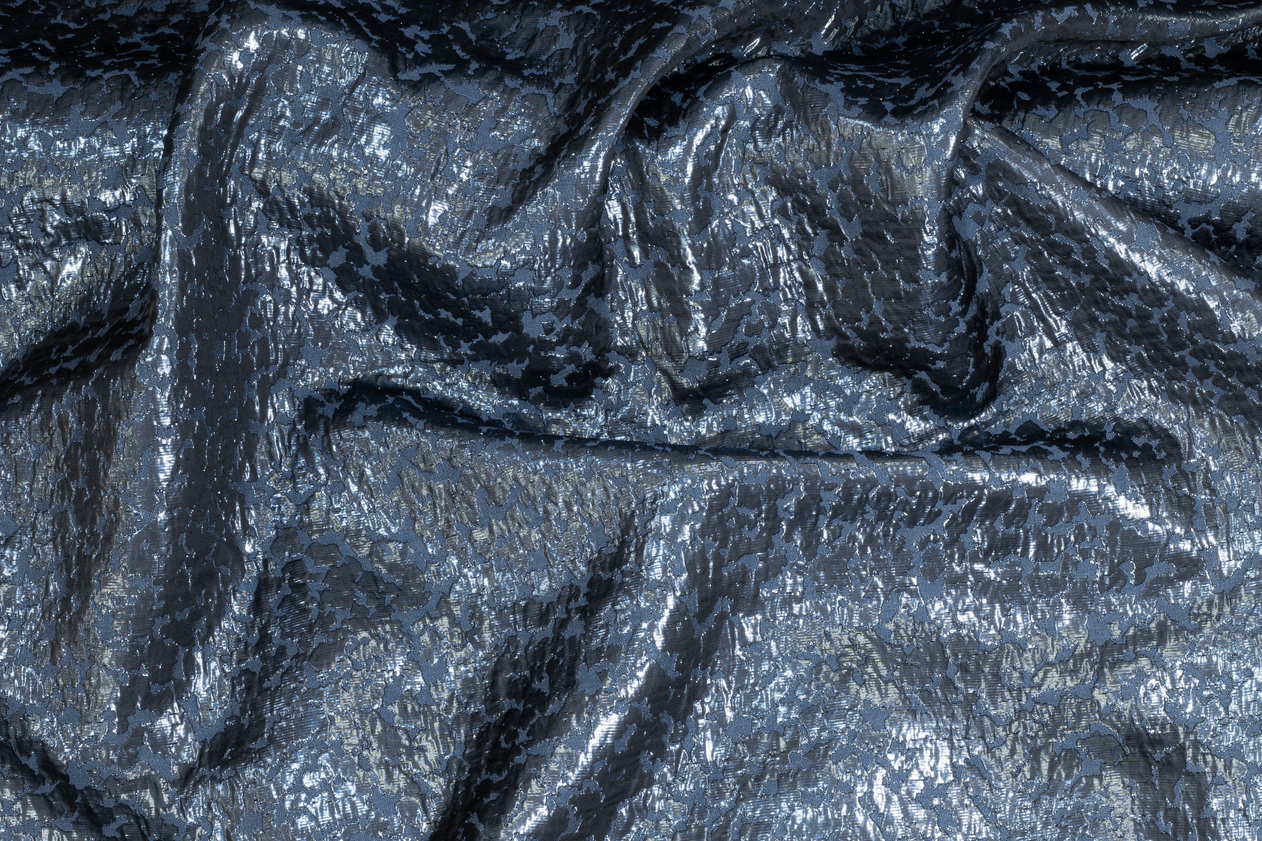 Charcoal Gray Metallic Brocade - Prime Fabrics