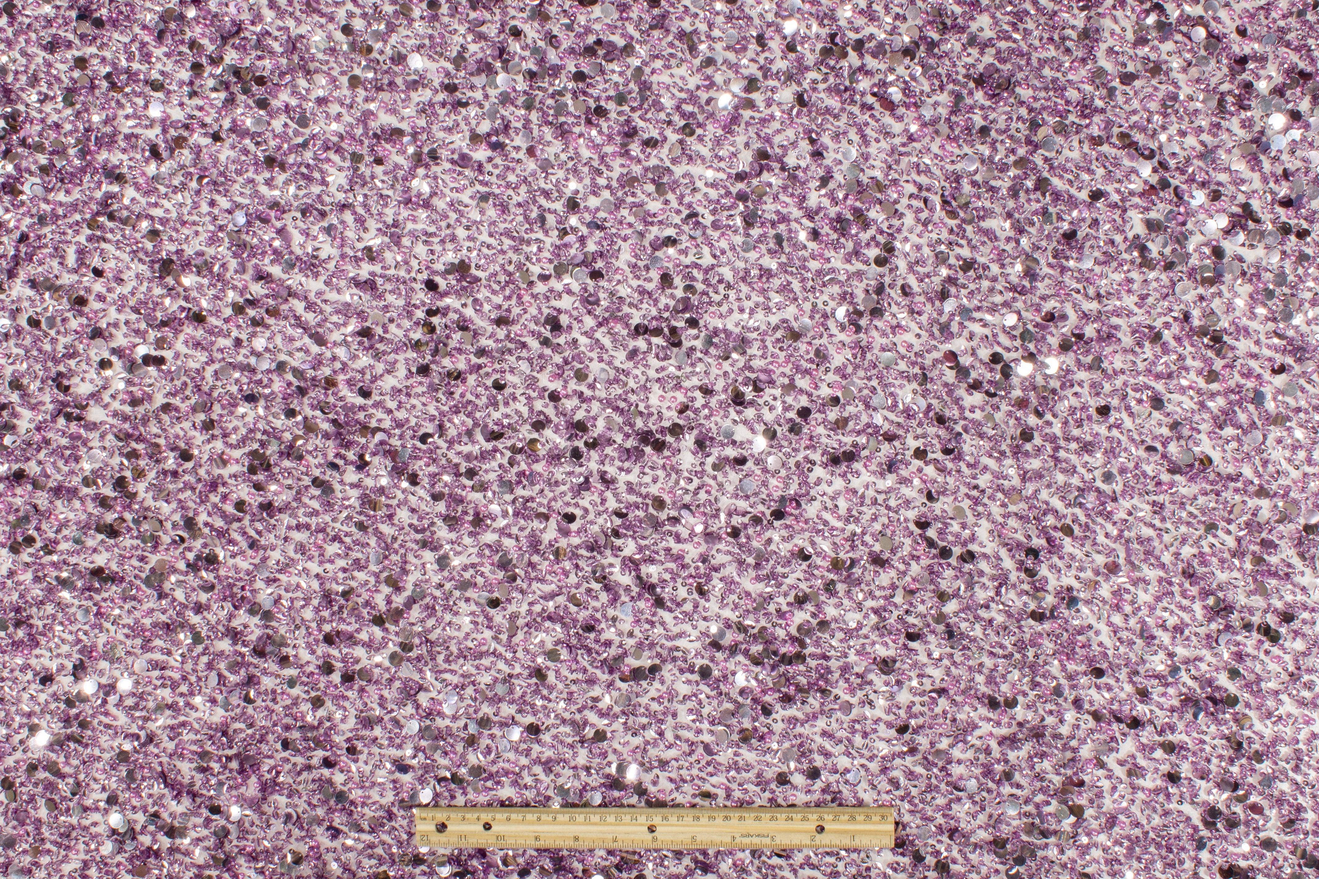 Hand Sequined and Beaded Mesh - Lavender - Prime Fabrics