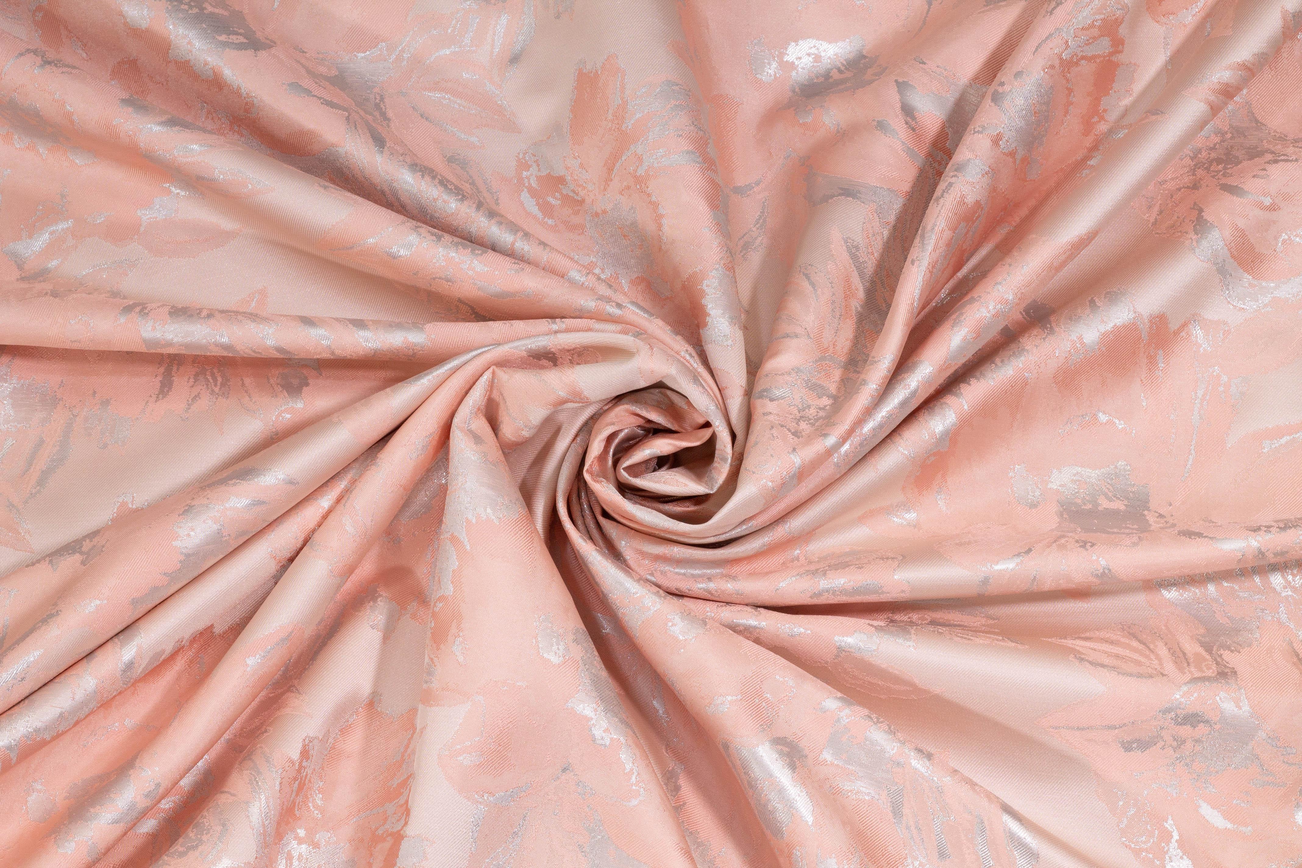 Pink and Silver Floral Metallic Brocade - Prime Fabrics